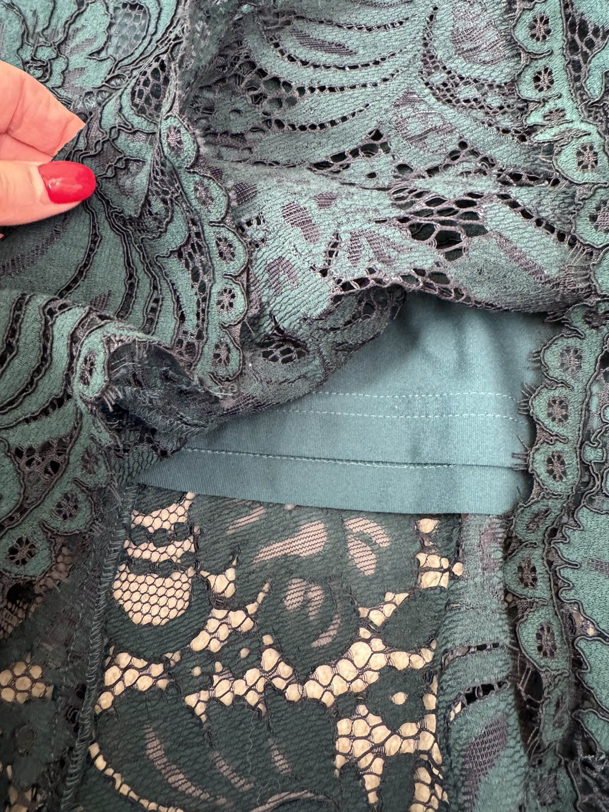 COAST FOREST GREEN LACE SHORT SLEEVE OCCASION DRESS SIZE 16, LINED, WEDDING VGC