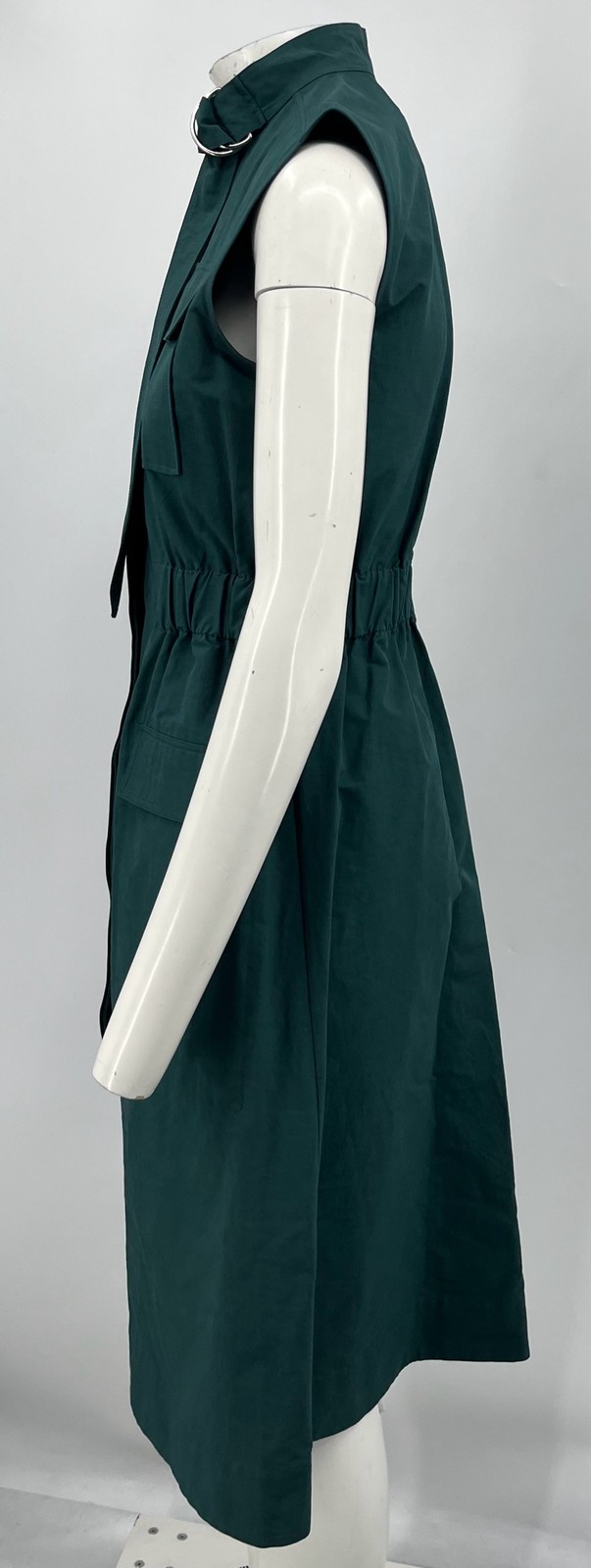 Cedric Charlier ALTRD Green Utility Button-Up Buckle-Neckline Midi Dress sz 6