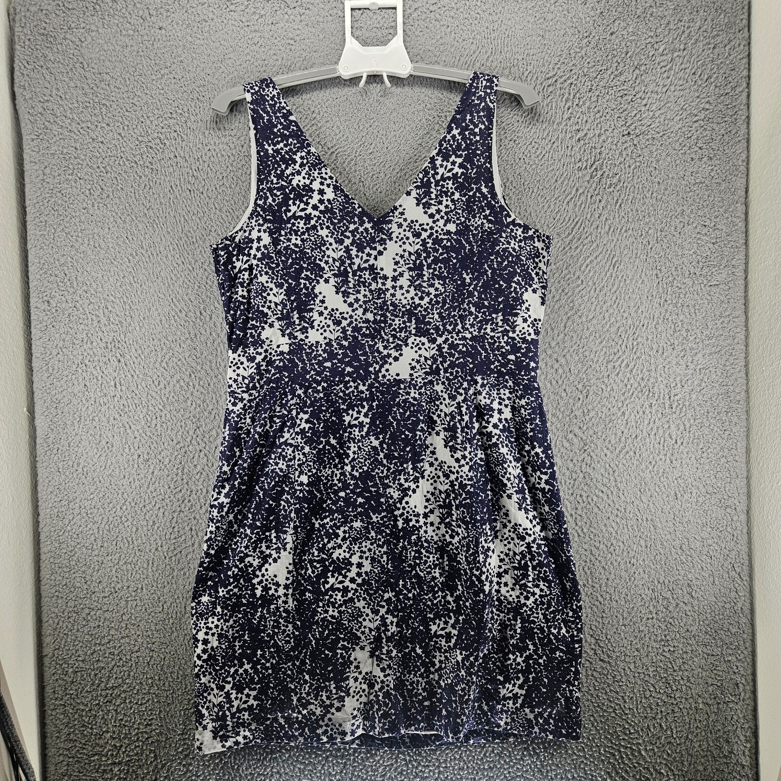 Blu Sage Dress Size 16 Side Zip Floral Print Lined Navy Blue White – 16