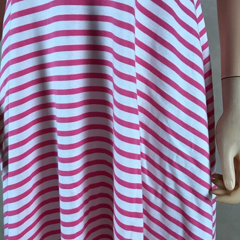 American Living Pink Striped Cotton Fit & Flare Dress Medium