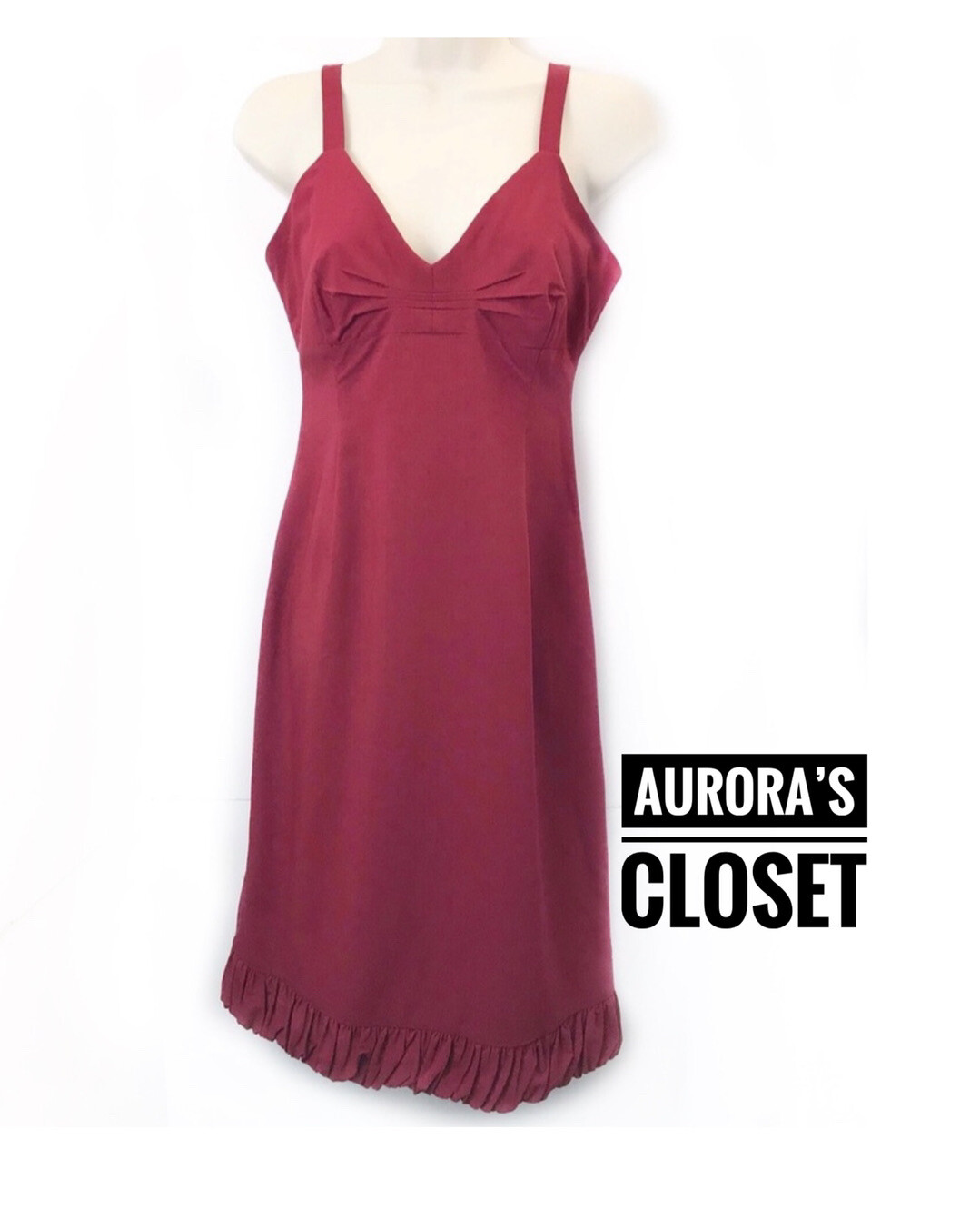 Sigal Dekel XS Dark Red Sheath Dress Sweetheart Spaghetti Bubble Hem Israel