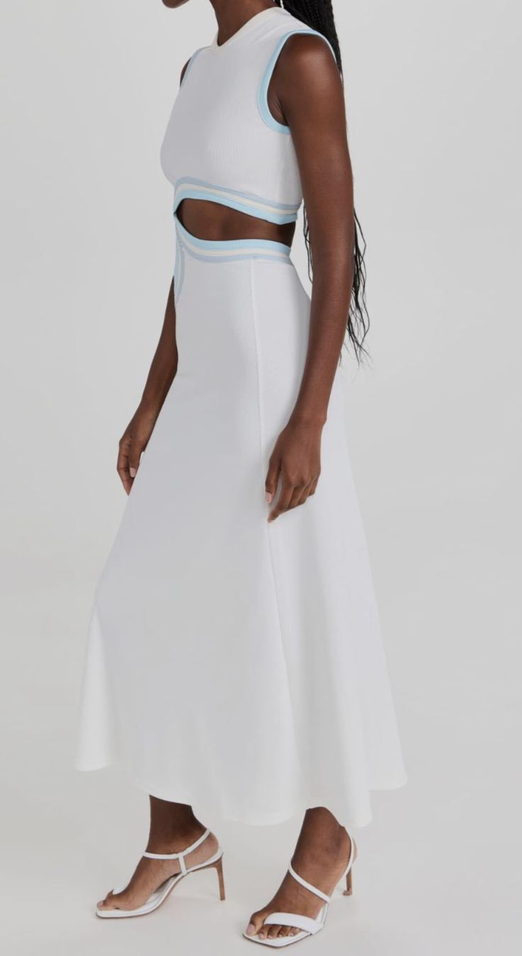 $850 Christopher Esber Women’s White Sleeveless Cutout Torso Maxi Dress Size 12