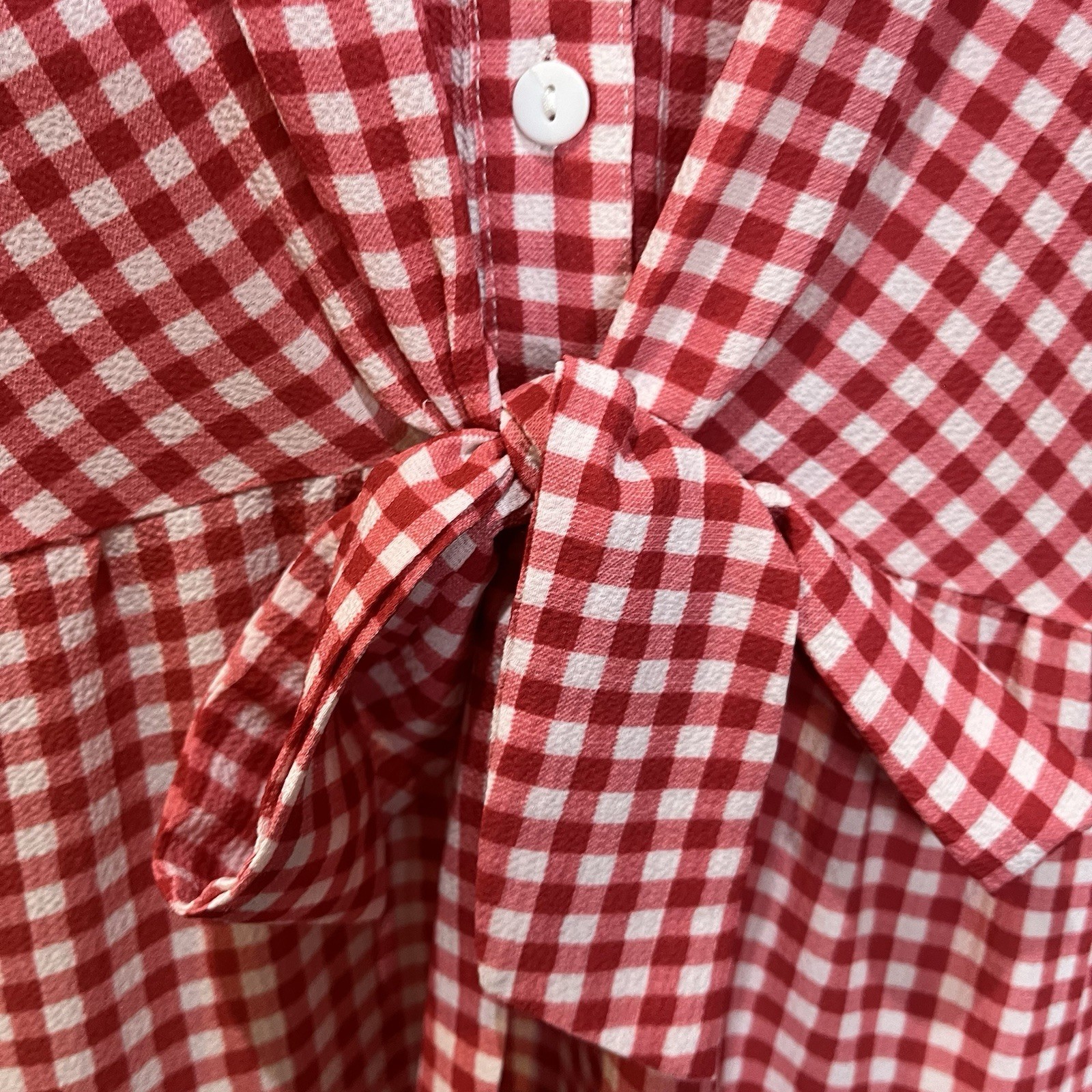 In The Style Size 10 UK Jac Jossa Red White CheckGingham Front Tie Tiered Dress