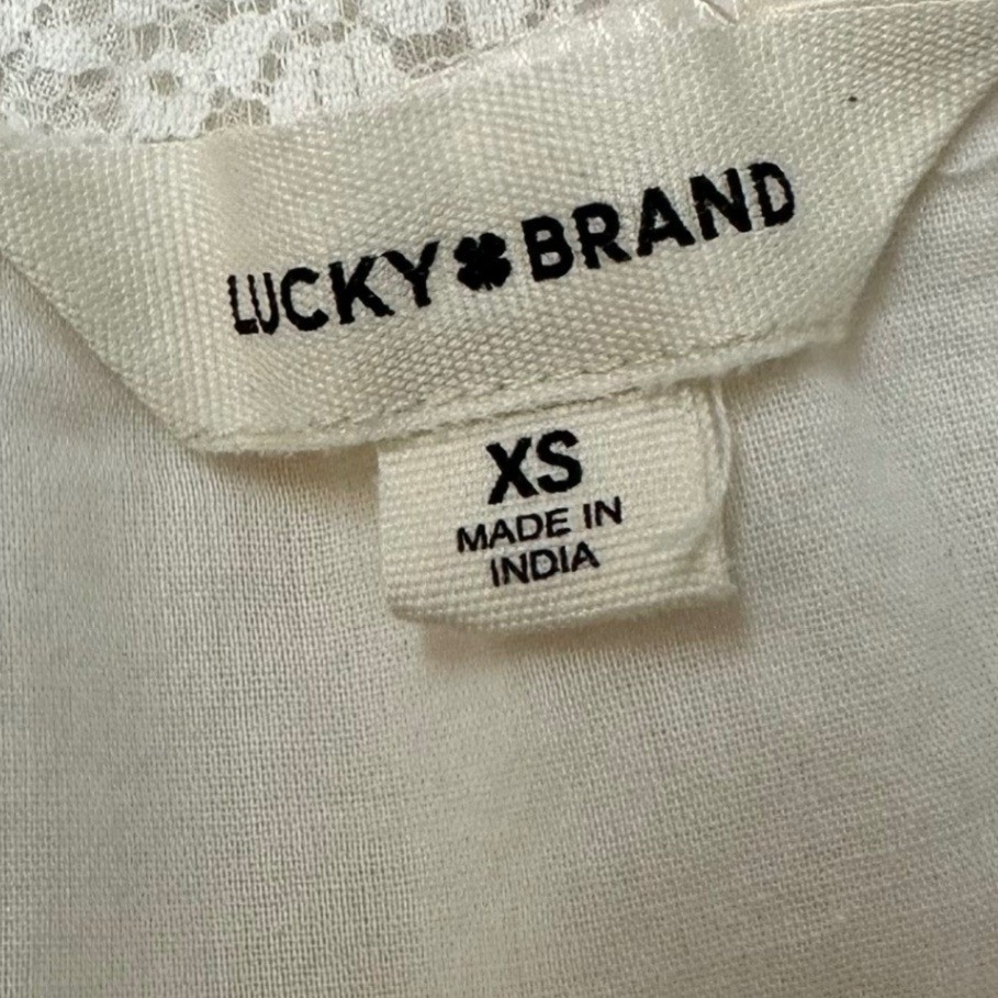Lucky Brand White Embroidered Boho Mini Dress Sleeveless Button Front XS NEW