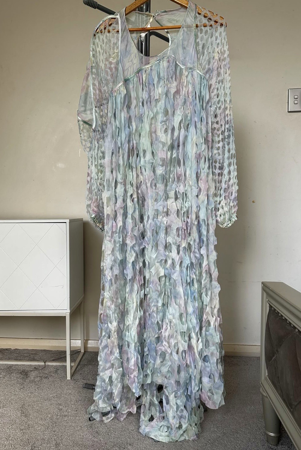 Zimmermann Clique Perforated Volume Silk Dress Sz 0