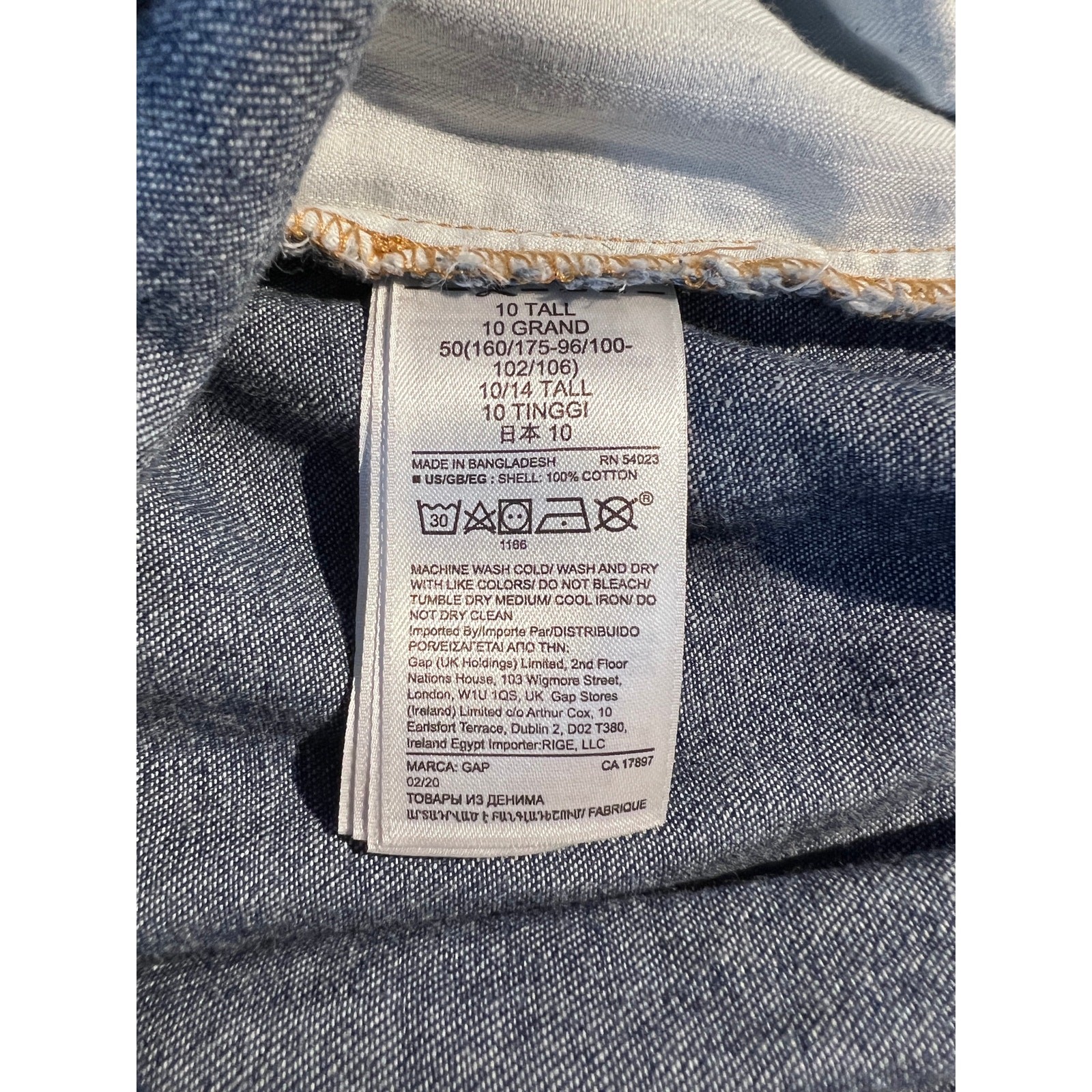 Gap Dress Womens 10 Tall Side Button Apron Denim Midi Cottagecore Boho Peasant