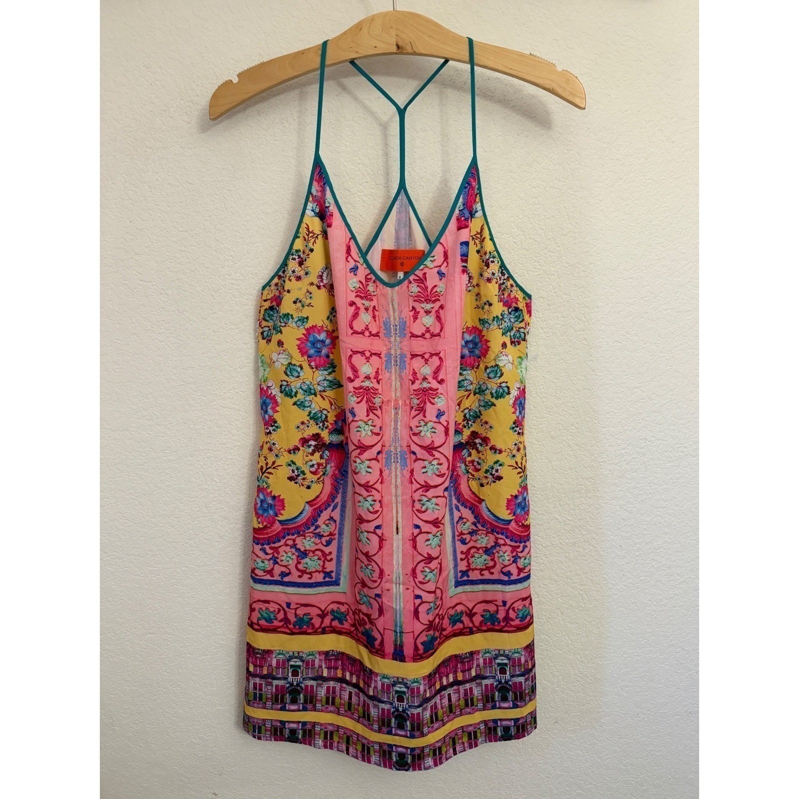 Clover Canyon Pink Floral Architectural Print Mini Dress Sleeveless Womens S