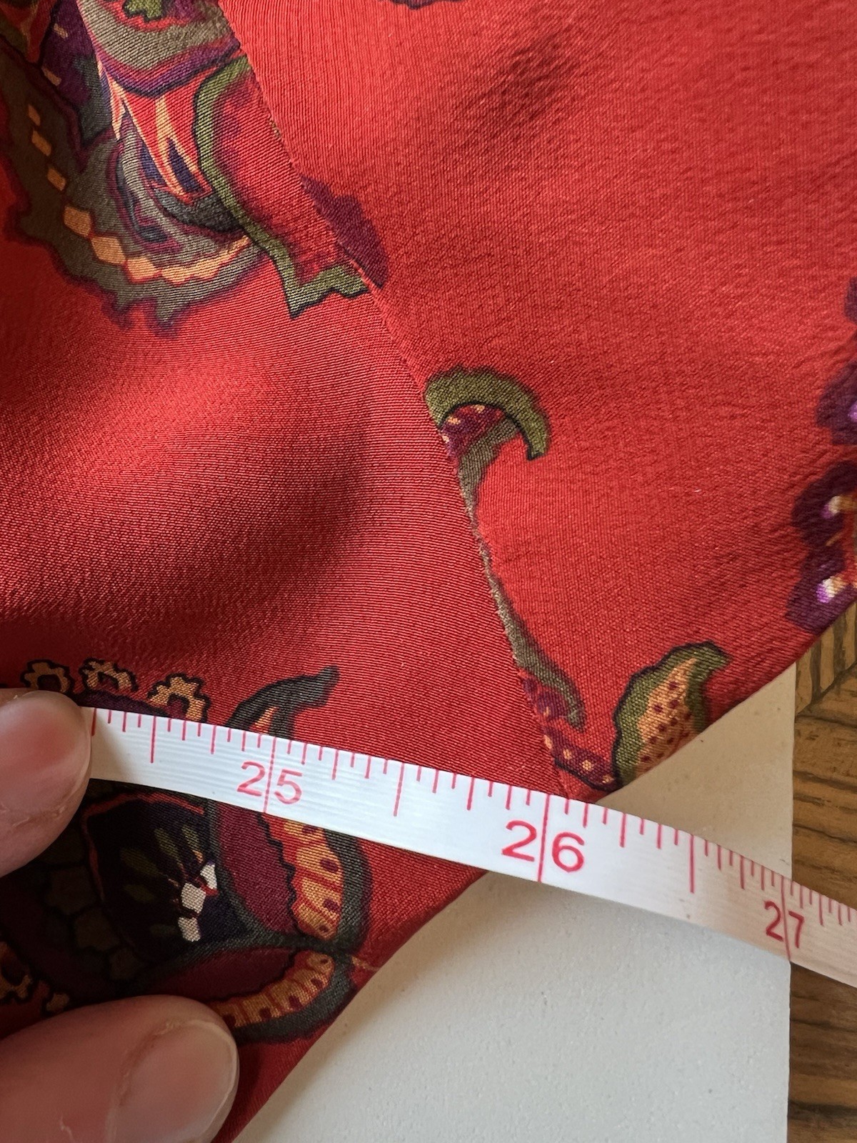 Vtg Linda Allard Ellen Tracy 100% Silk Paisley Dress Red Shirtdress Size 14