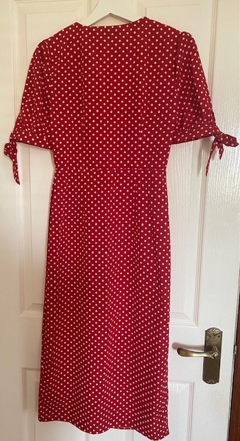 Red Polka Dot Midi Dress – UK Size 8