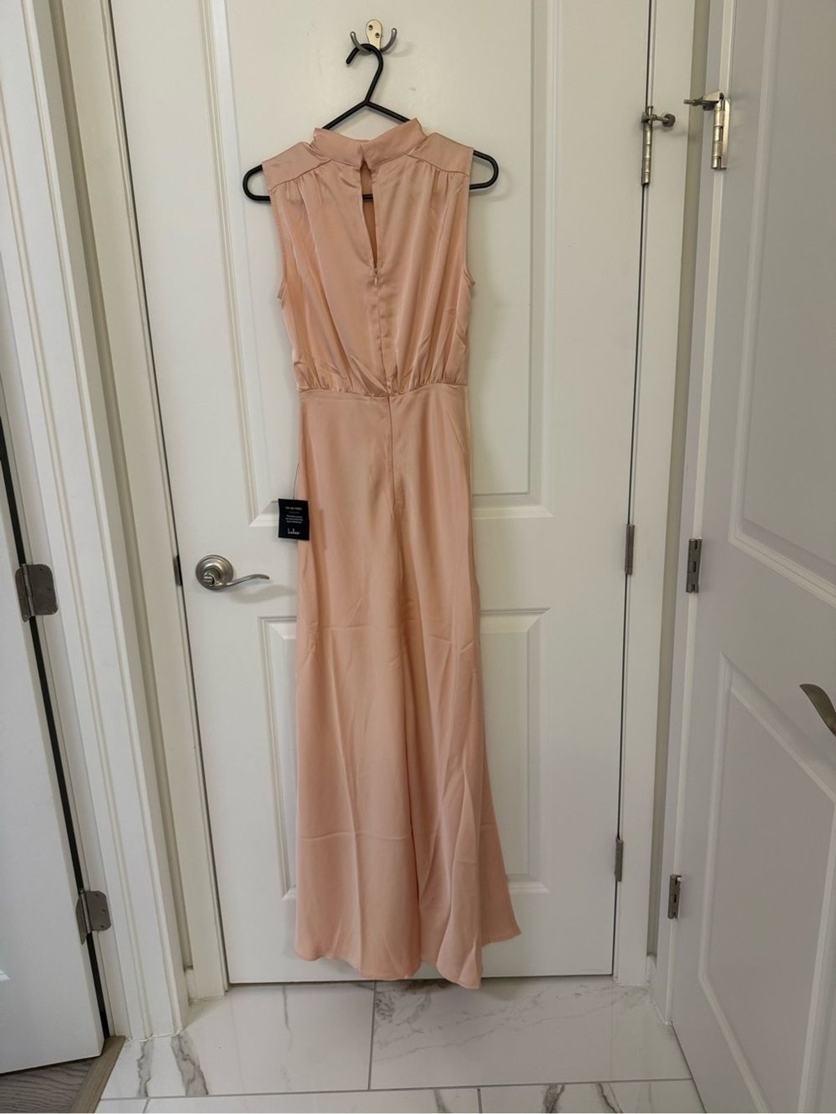 Lulus Satin Peach Maxi Dress High Neck Sleeveless Size XS NWT