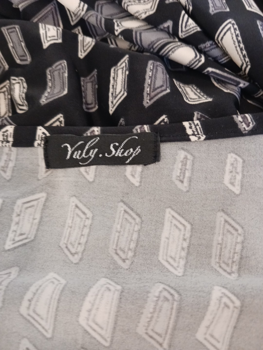 kaftan Loungewear dress one size fits all geometric black Grays whites