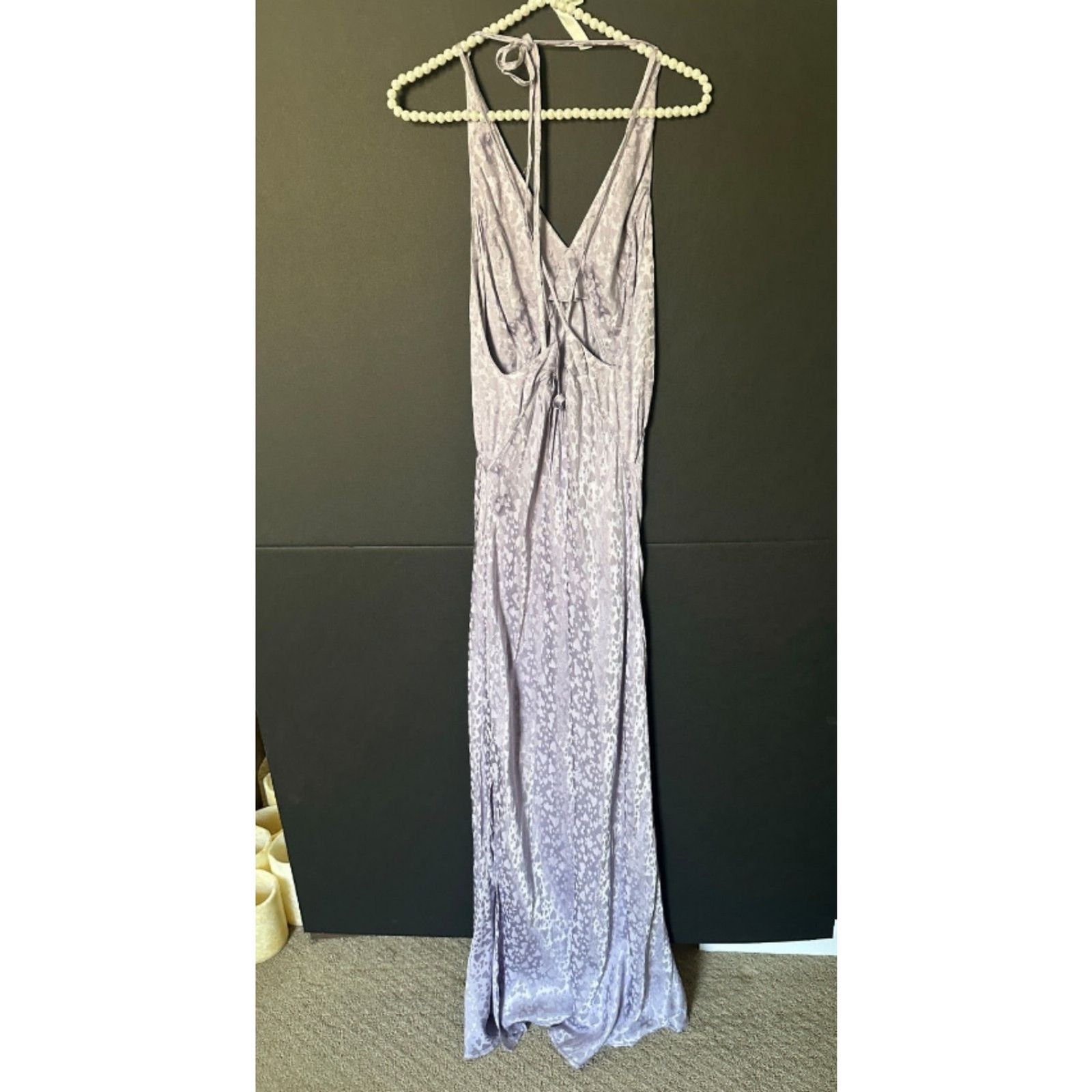 Topshop Bridal Halter Satin Maxi Slip Dress 8 Side Slit Wedding Bridal Purple
