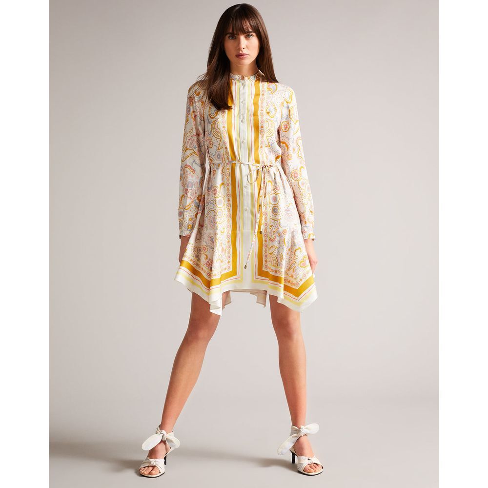 NWT Ted Baker Paulita Handkerchief Crepe Mini Shirt Dress US Size 14 / Ted 6