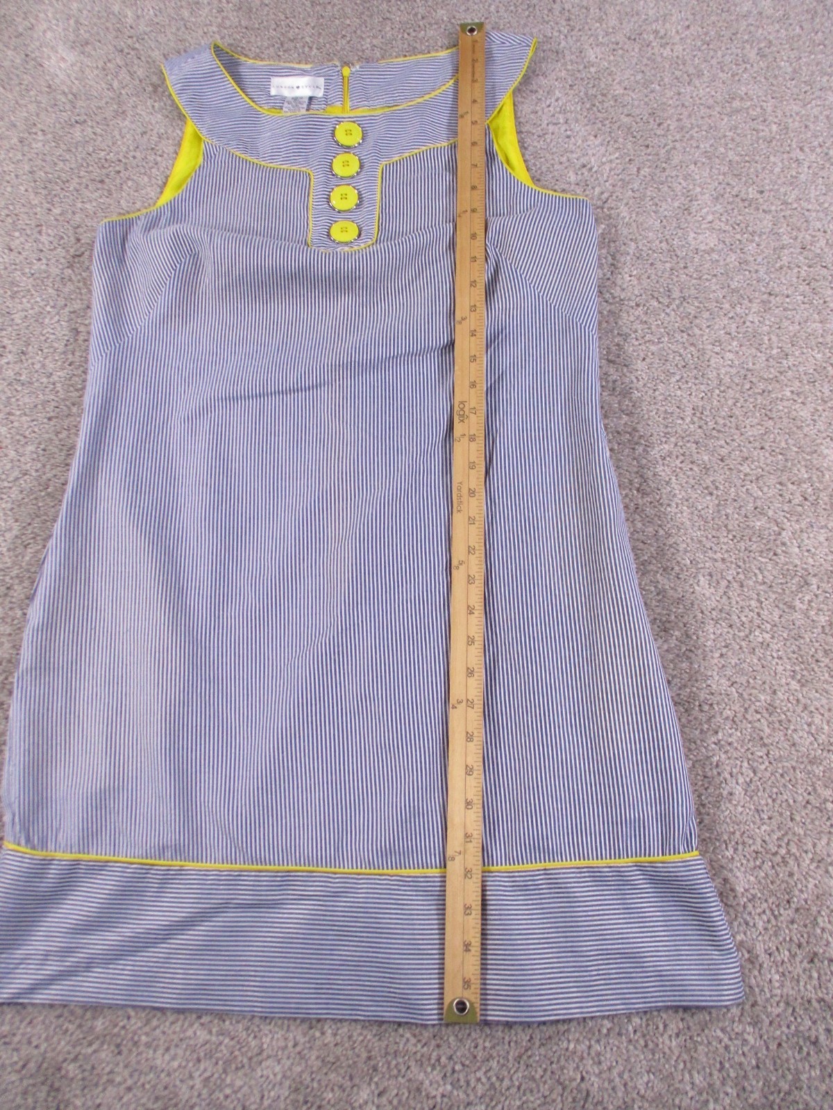 London Style Womens 12 Dress Polyester Cotton Blue Stripe Henley