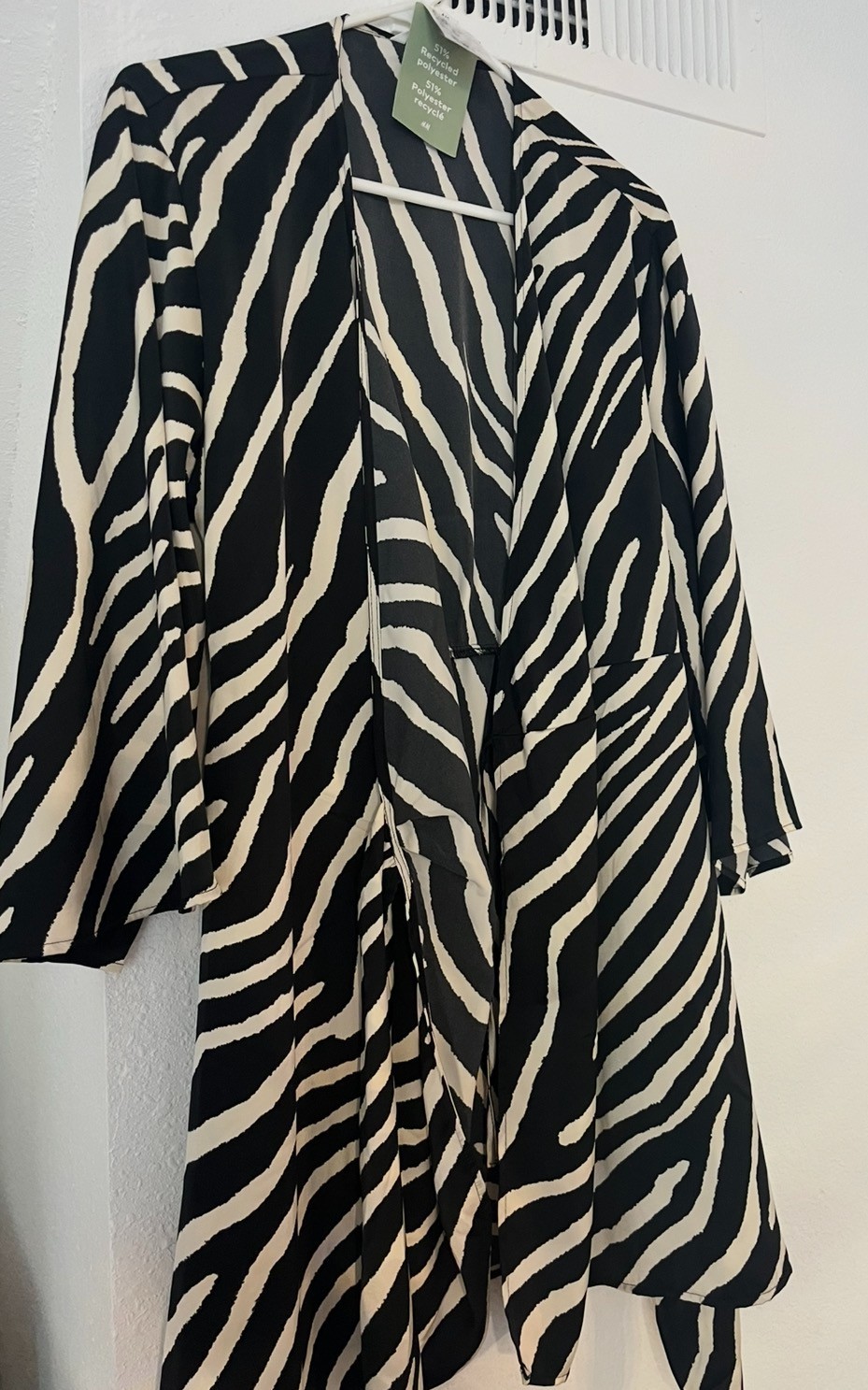 Zebra Print Ruffle Hem Dress Black White Size Small