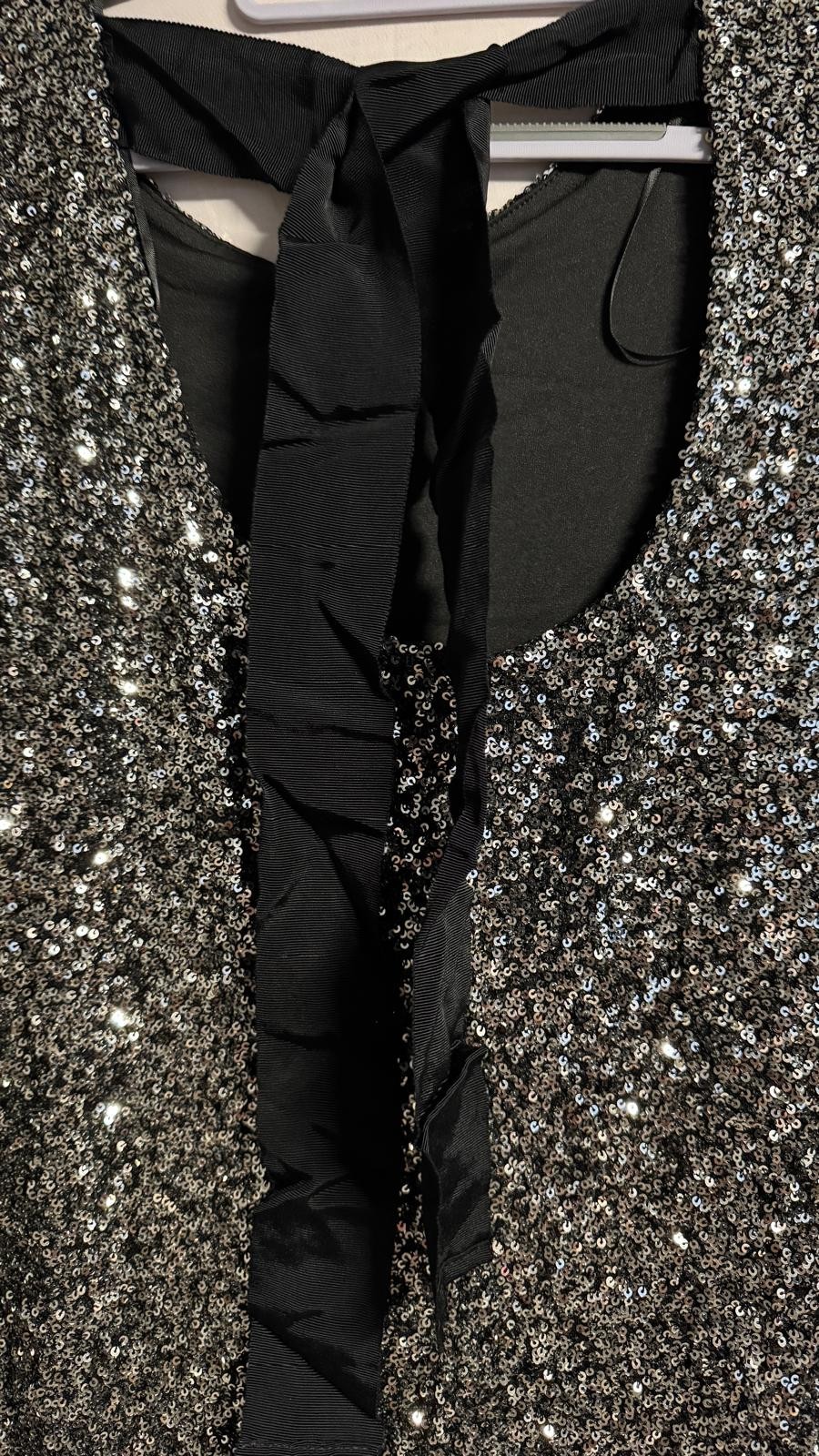 Style Cheat Evelyn Sequin Bow Back Mini Dress Black Size 10 NWT