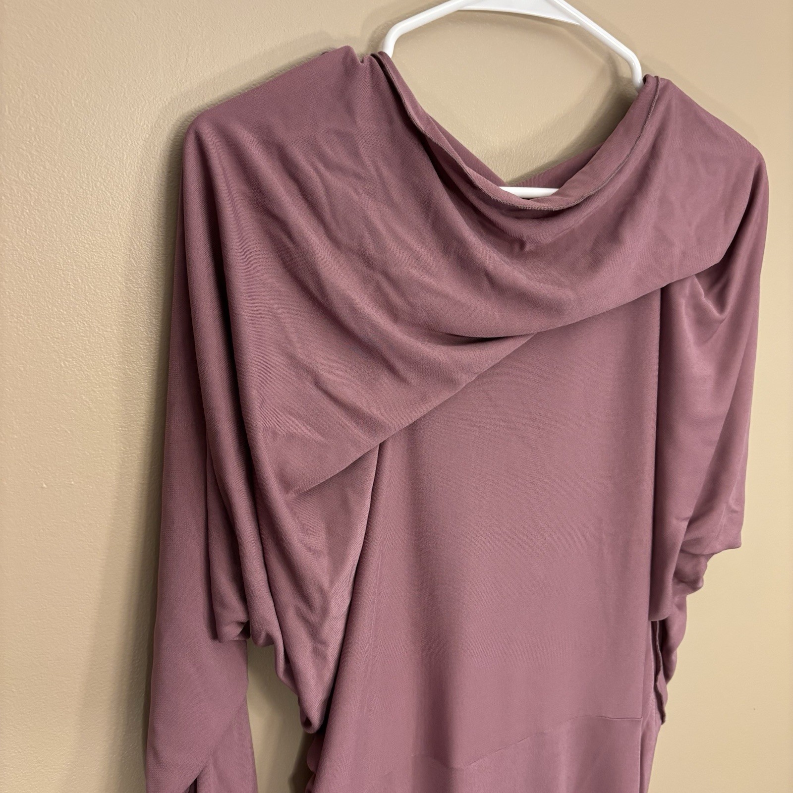 RM Roland Mouret Rose Mauve Flowy Asymmetric Dress, Draped Midi Dress Women’s 12