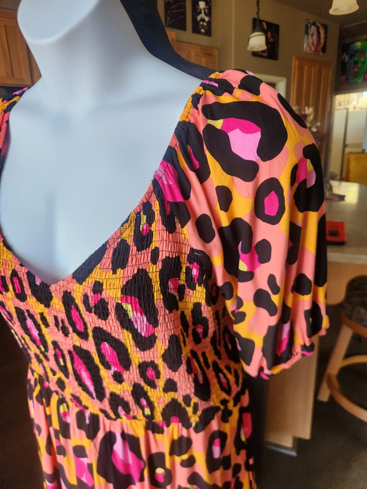 Proud Poppy Rainbow Leopard Print Smocked Summer Dress *worn once*