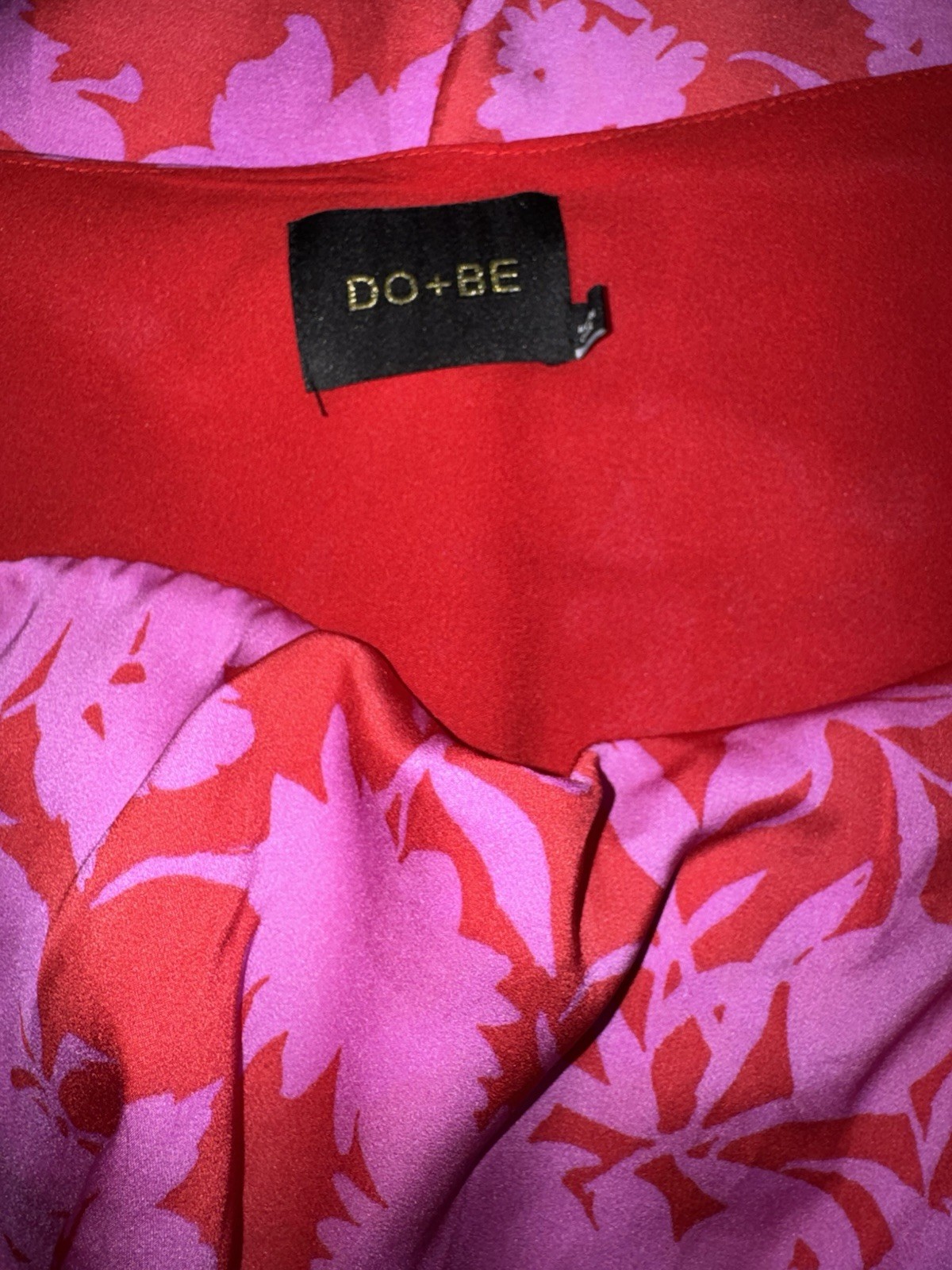 DO+BE One Shoulder Floral Midi Dress Pink Red Ruched Tulip Hem GY0612QYC Size L