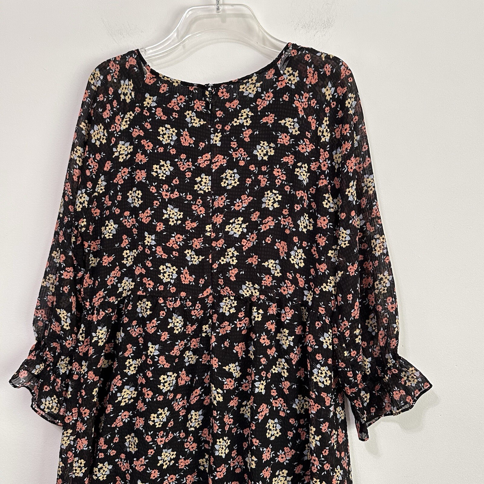 Free People Doll Pants Floral Mini Tunic Dress 10 3/4 Sleeve Lined Short Boho