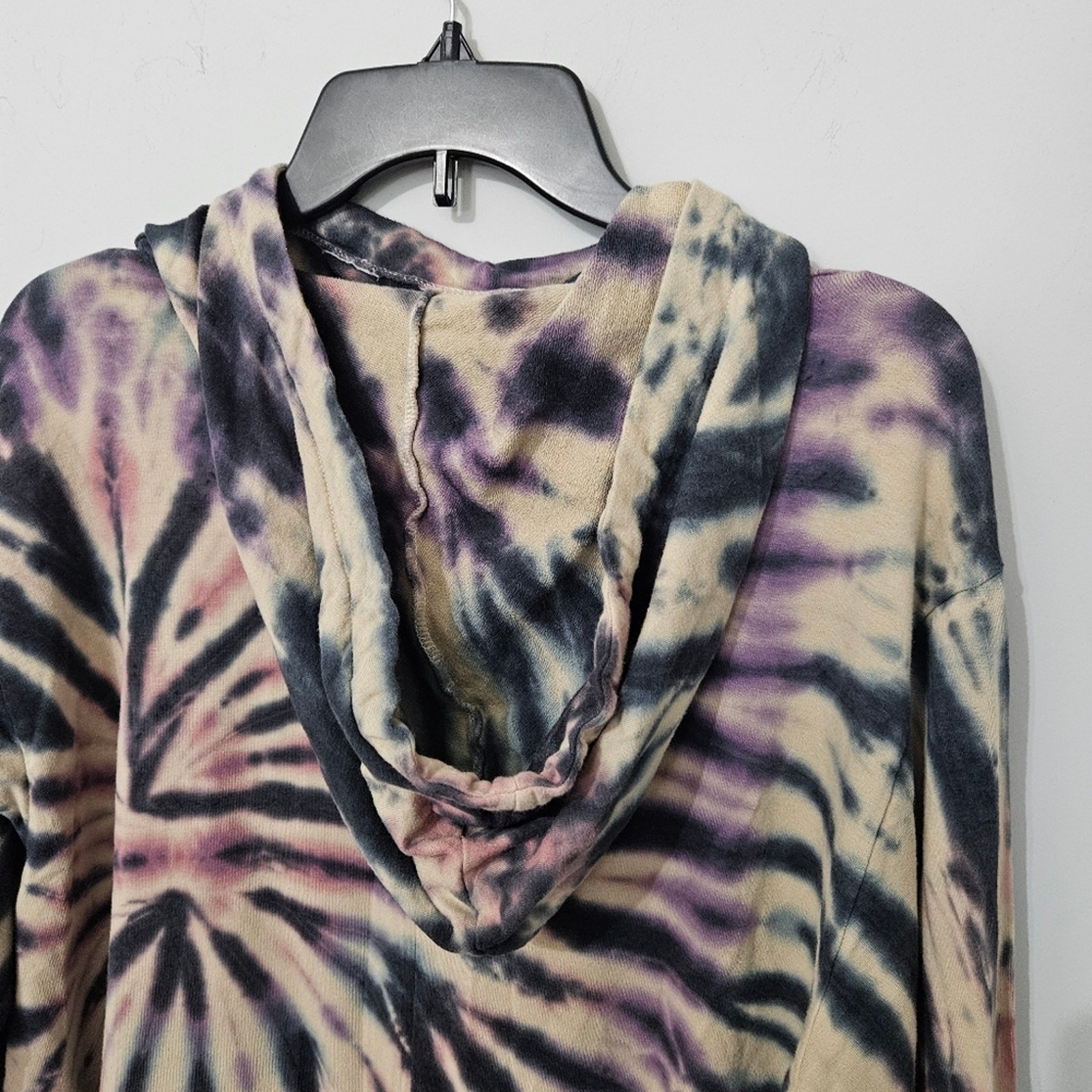 Torrid Tie Dye Hooded Knit Dress Rayon Stretch Purple Beige Boho Cozy Pocket 1x