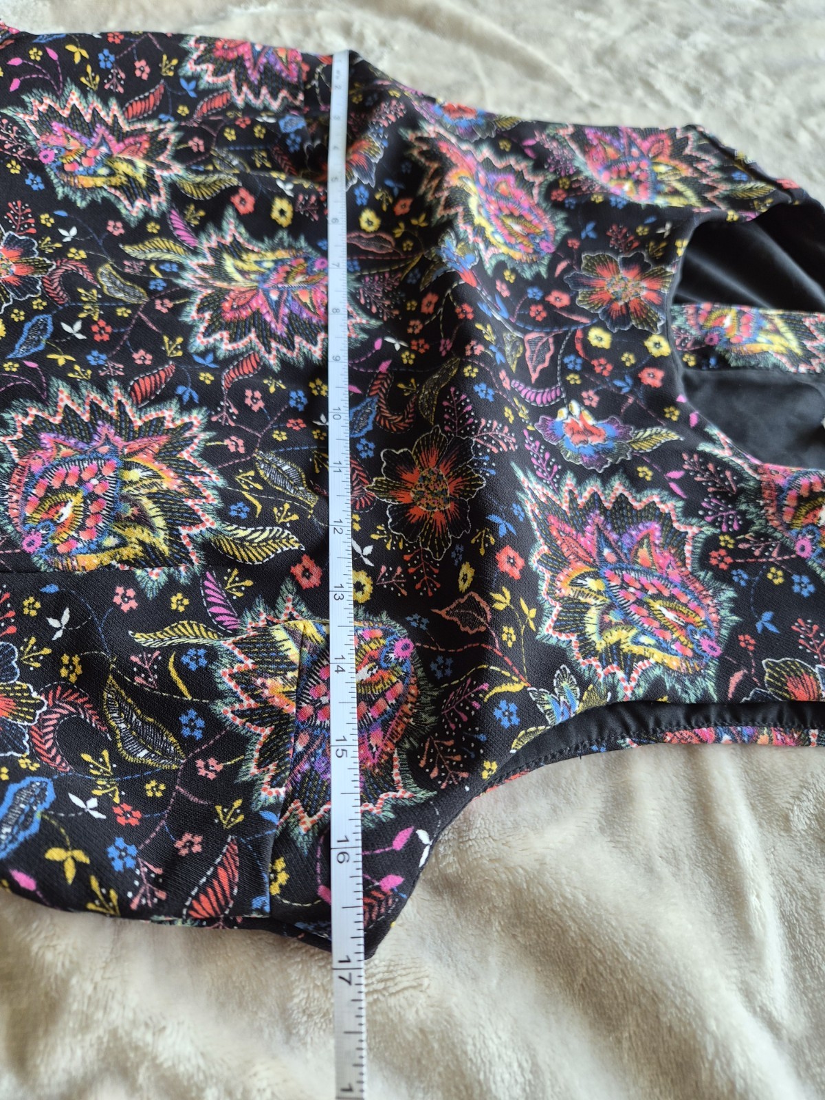GAP Fit & Flare Floral Satin Mini Dress Black Multicolor Lined Zip Size 4
