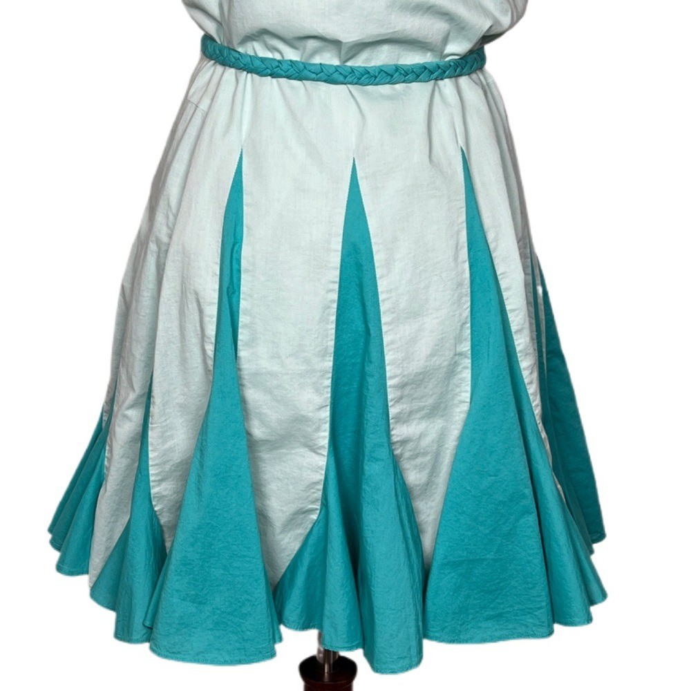 RHODE Women’s Size M Eggshell Blue Sleeveless Rope Tie Belt Pleated Mini Dress