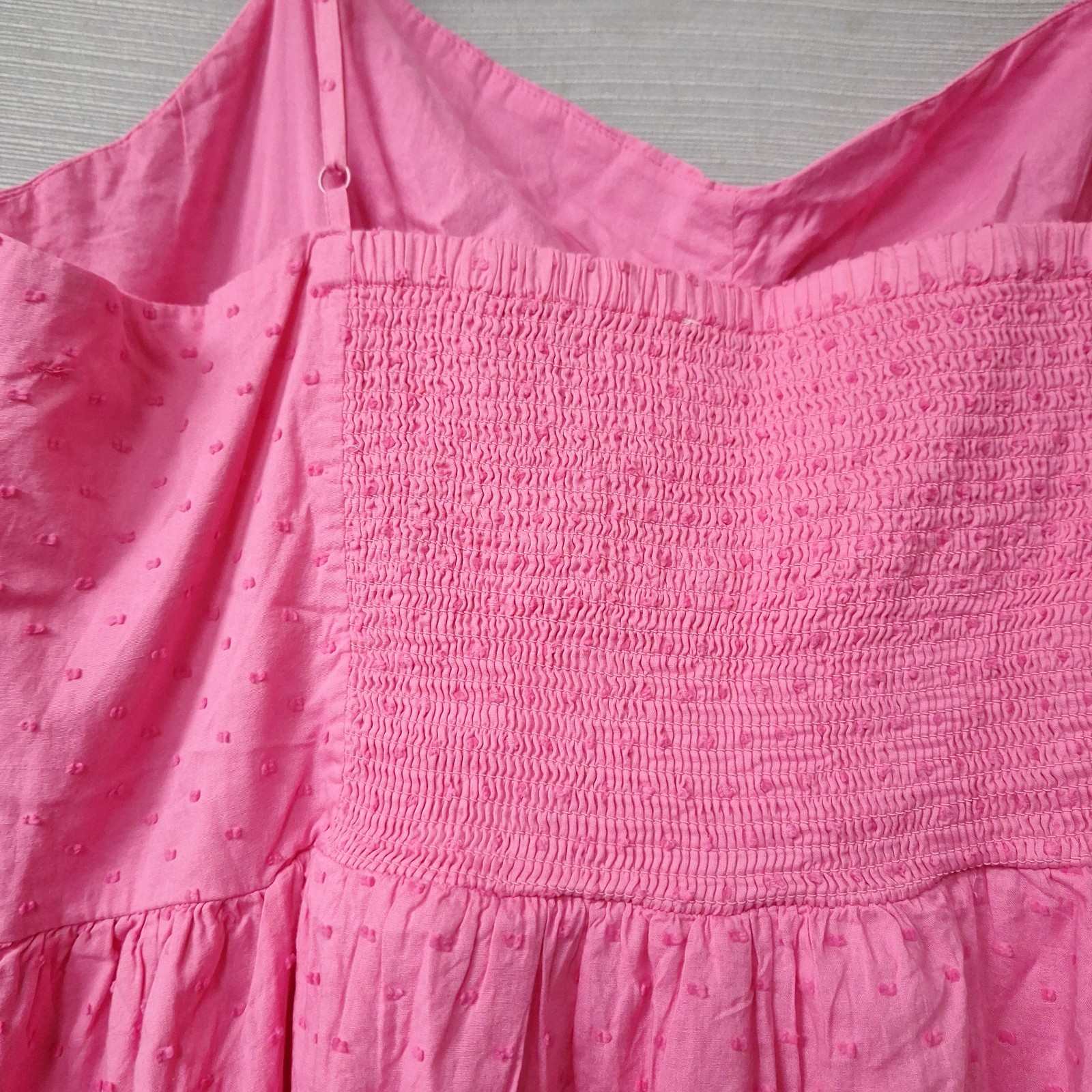 On 34th Pink Dot Sundress Sleeveless Smocking Midi Dress Ruffle Size XL