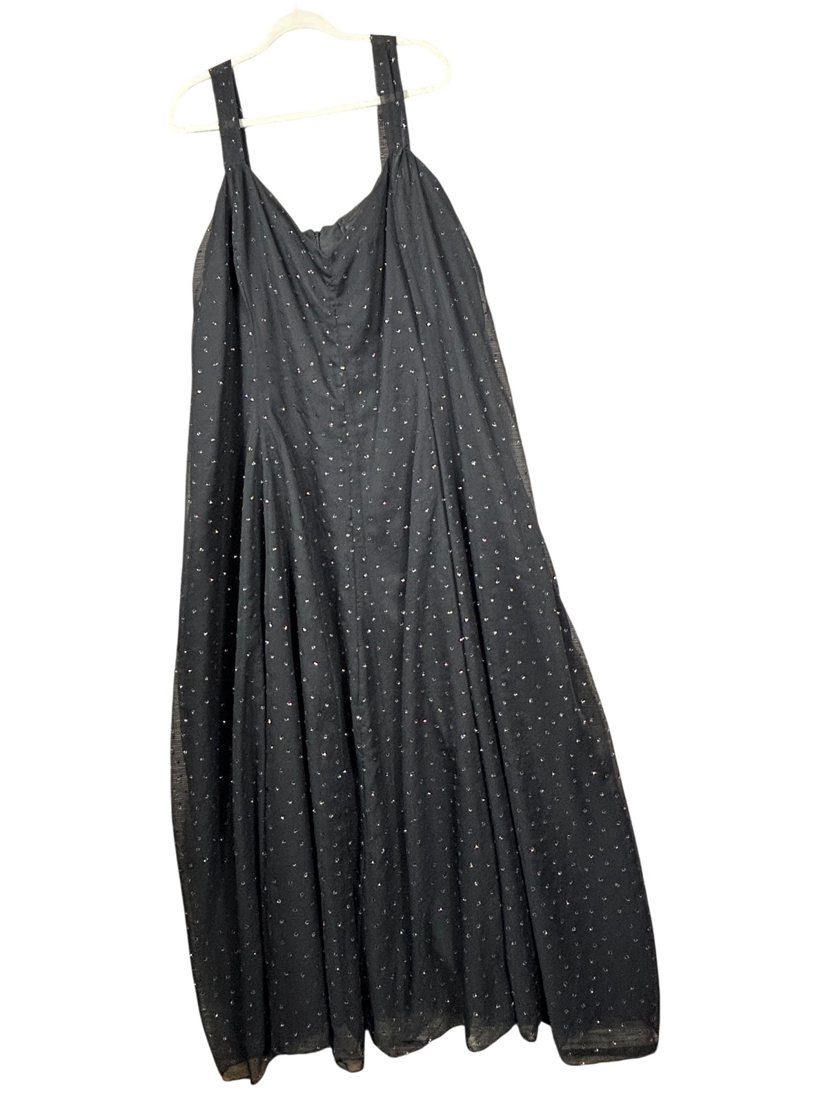 Calita Dress Womens 42 Black Sequin Polka Dot Maxi Scoop Neck Formal Evening