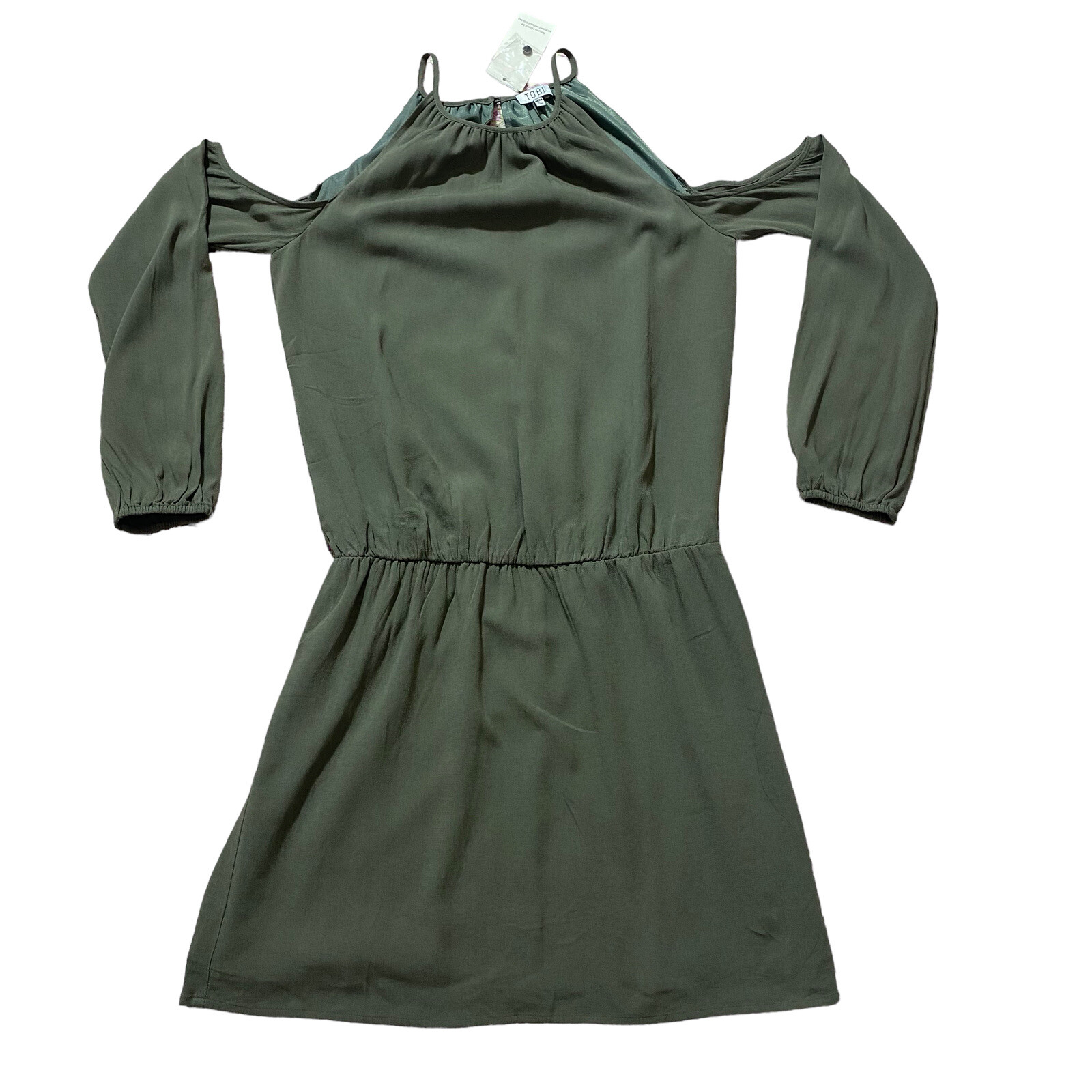 Tobi Dress Womens Medium Green Cold Shoulder Sleeve