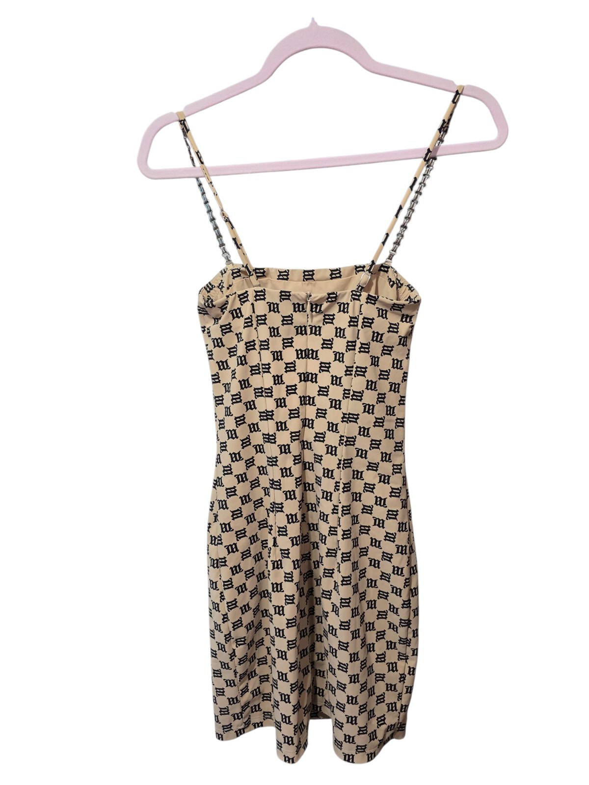 MISBHV Beige & Black Logo Monogram Mini Dress XS