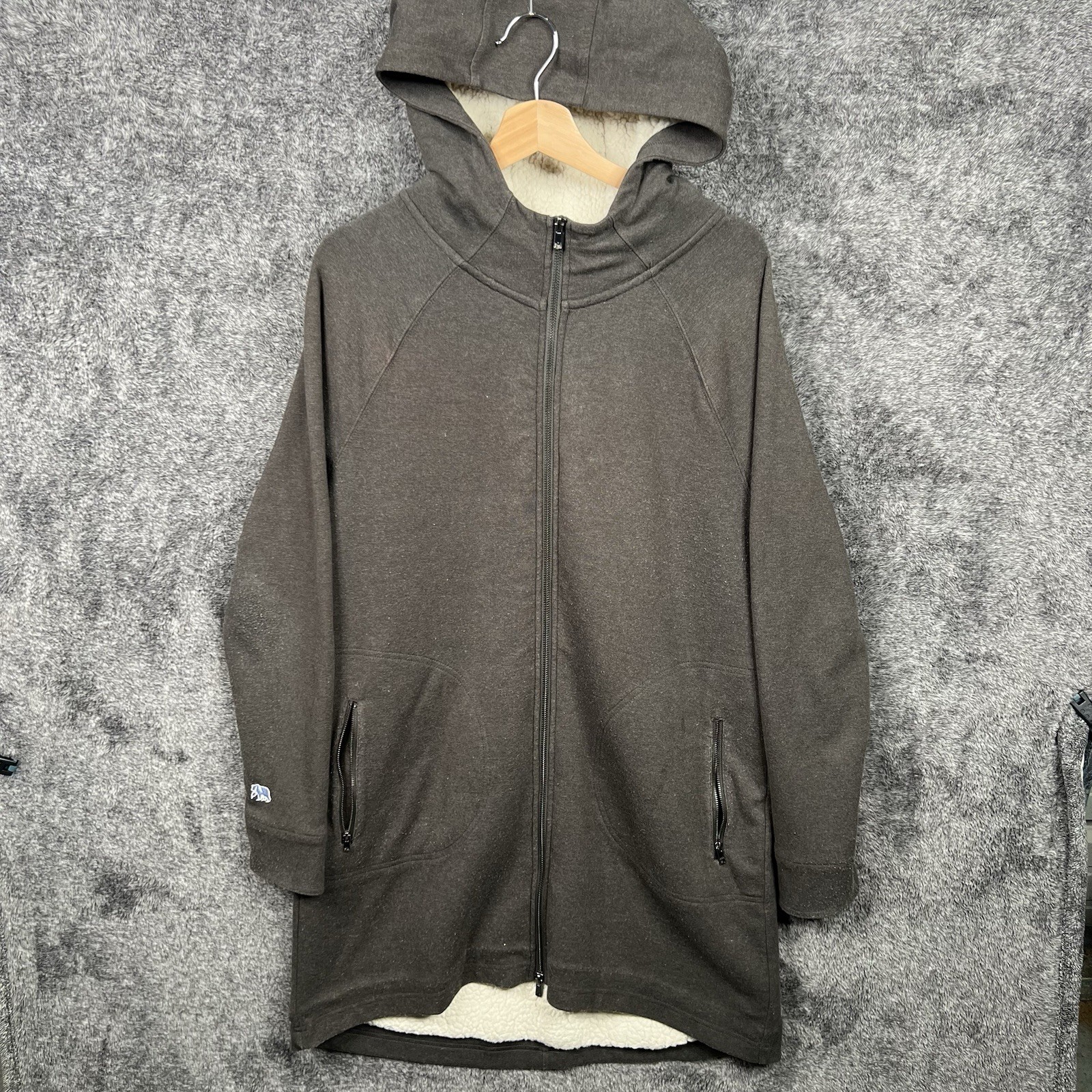 The Normal Brand Women’s Gray Sweatshirt Dress Hoodie Pockets Large Sherpa