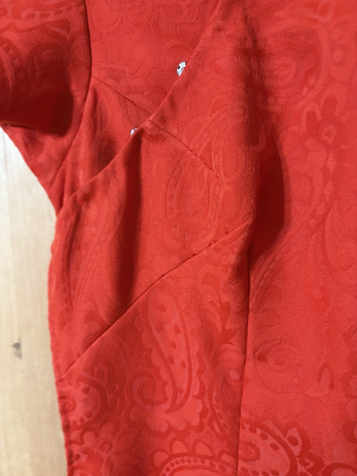 VTG Red Paisley Print Chinese Qipao Dress Cheongsam Maxi 70s Women’s S