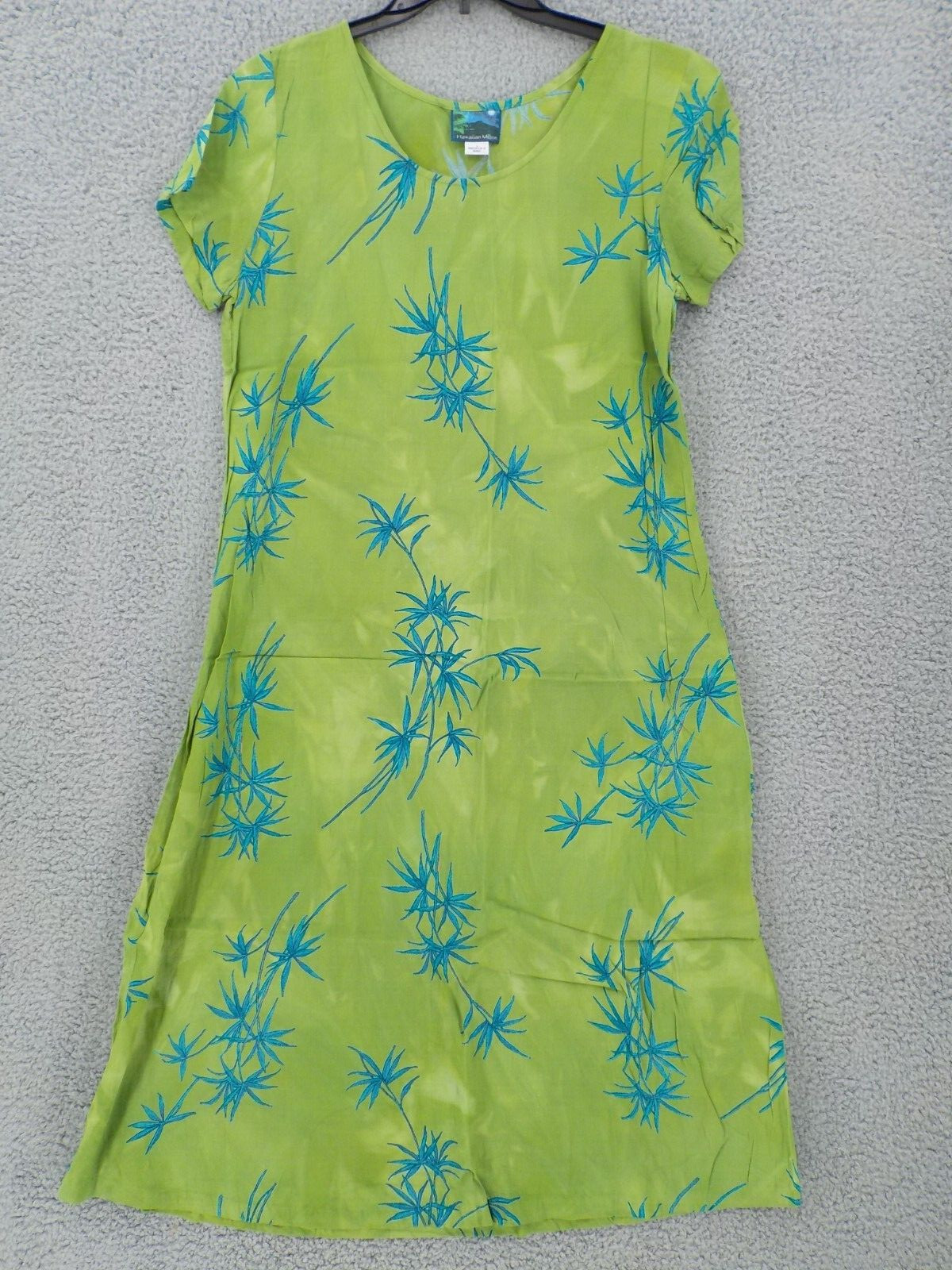 Hawaiian Moon Sheath Dress Women’s SZ L Green Shades Batik Floral Pullover NWOT