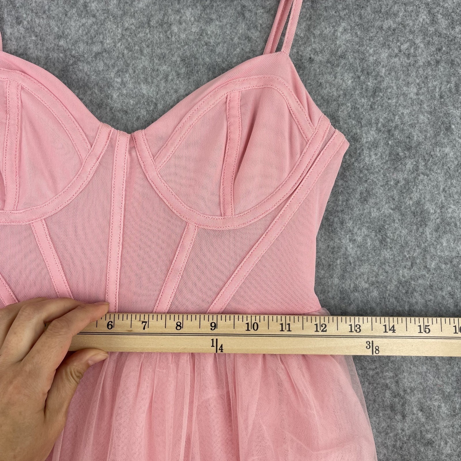 Forever 21 Tulle Ruffled Bustier Dress Womens Small Pink Fairy Whimsy Delicate