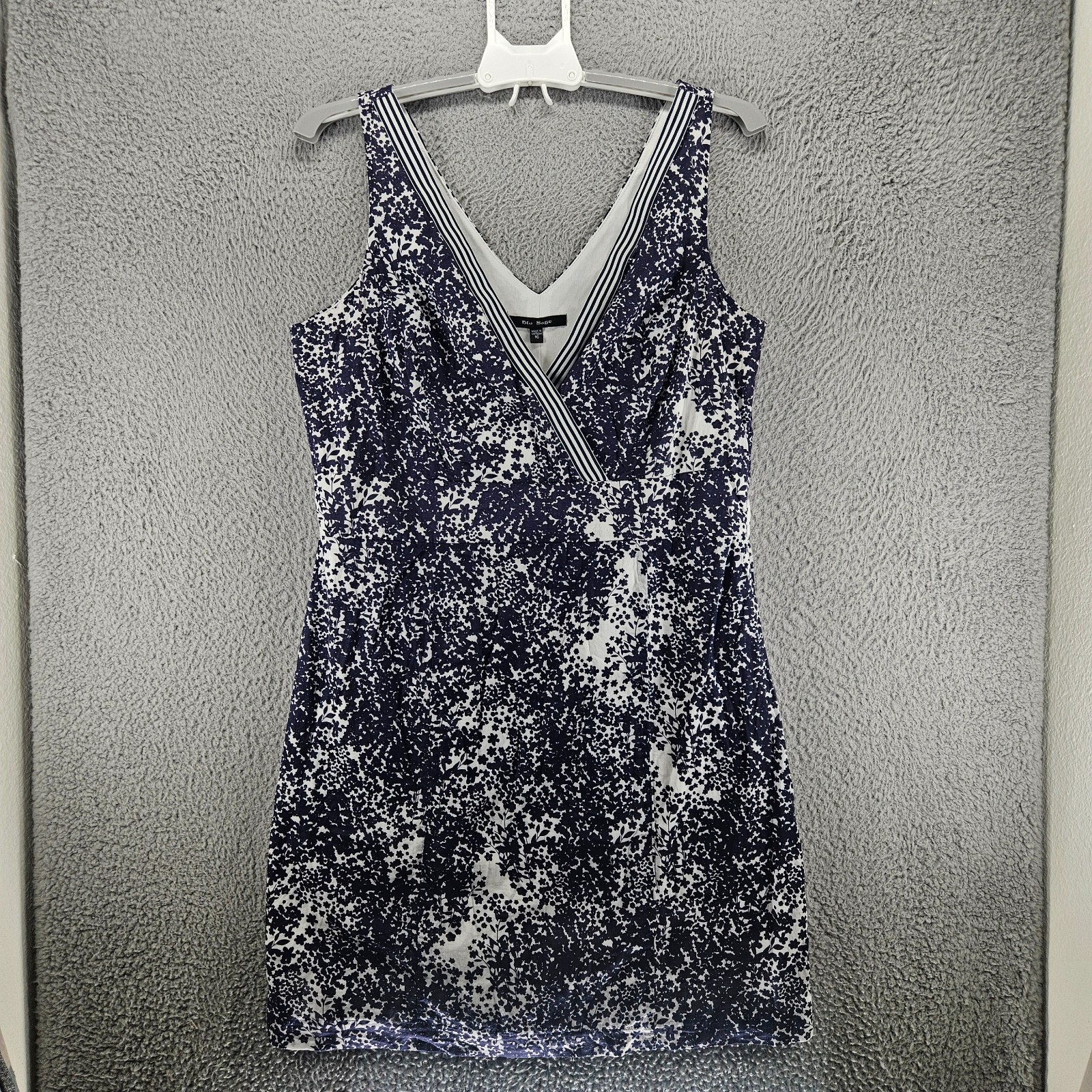 Blu Sage Dress Size 16 Side Zip Floral Print Lined Navy Blue White – 16