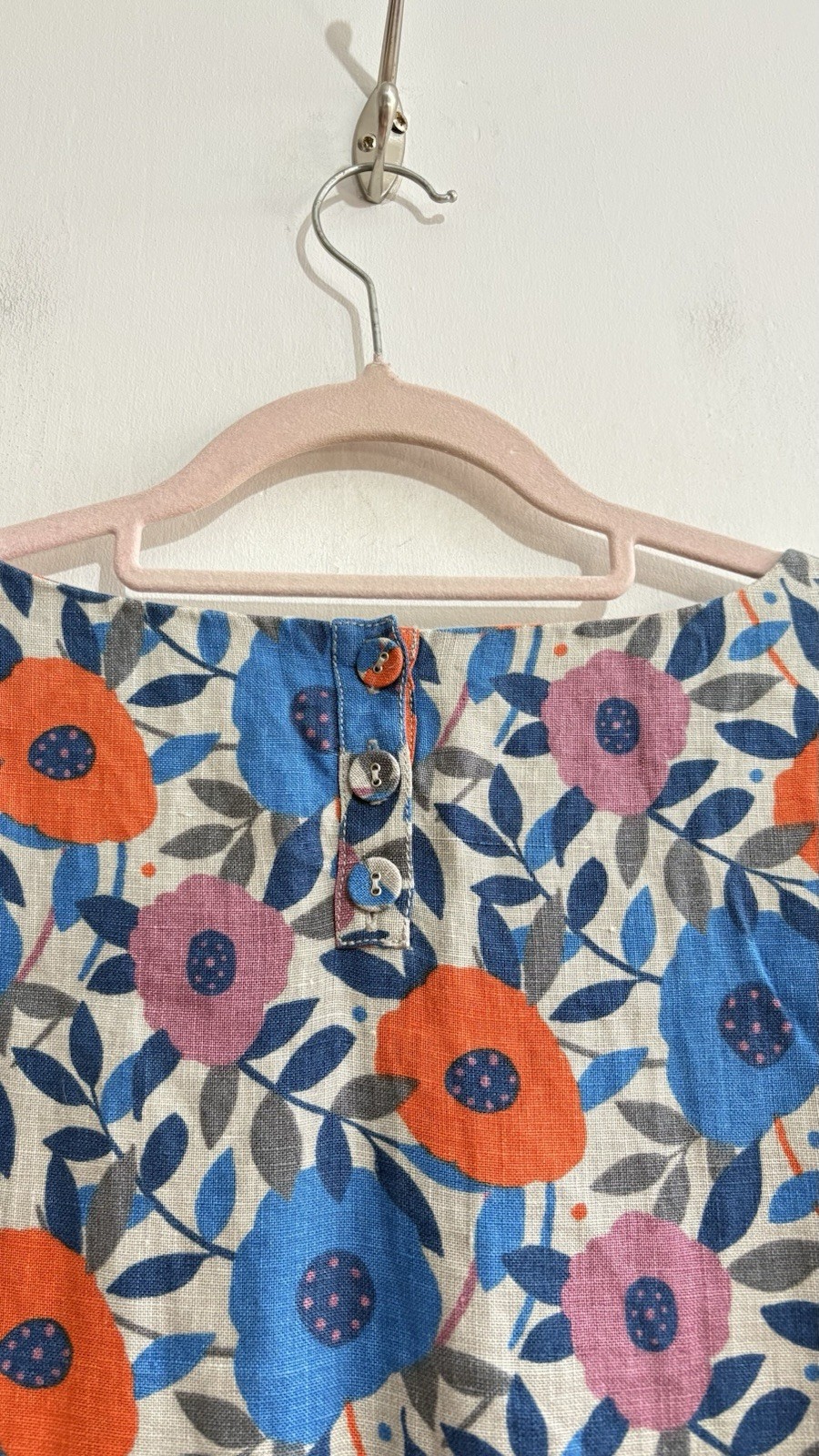 Seasalt Sol Blaze Dress Size 12 100% Linen Tunic Grey Floral Cottagecore Costal
