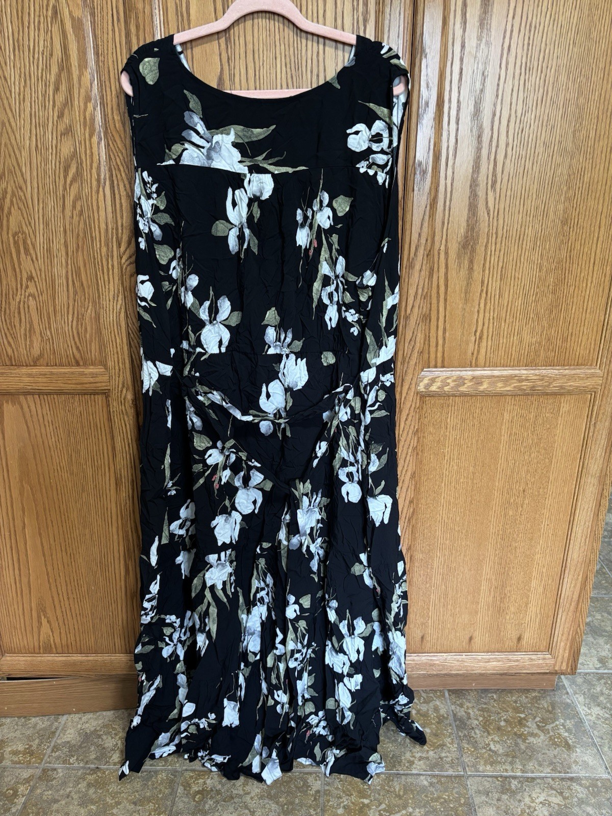 Ava & Viv Women’s Plus Size Floral Print Sleeveless Tiered Dress Black 4X