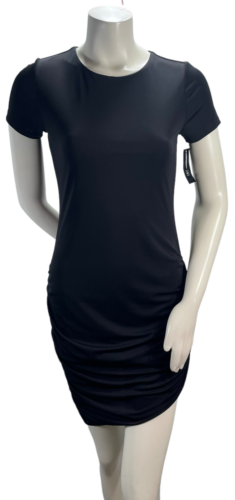 International Concepts Dress Womens size Small Black Ruched Sides Stretch New