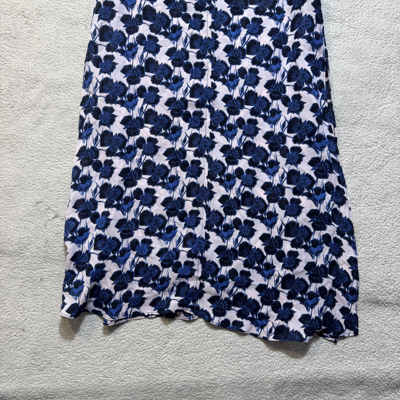 A.L.C. Dress Womens Small Blue Black Floral Silk Sleeveless Shift Made USA 2014