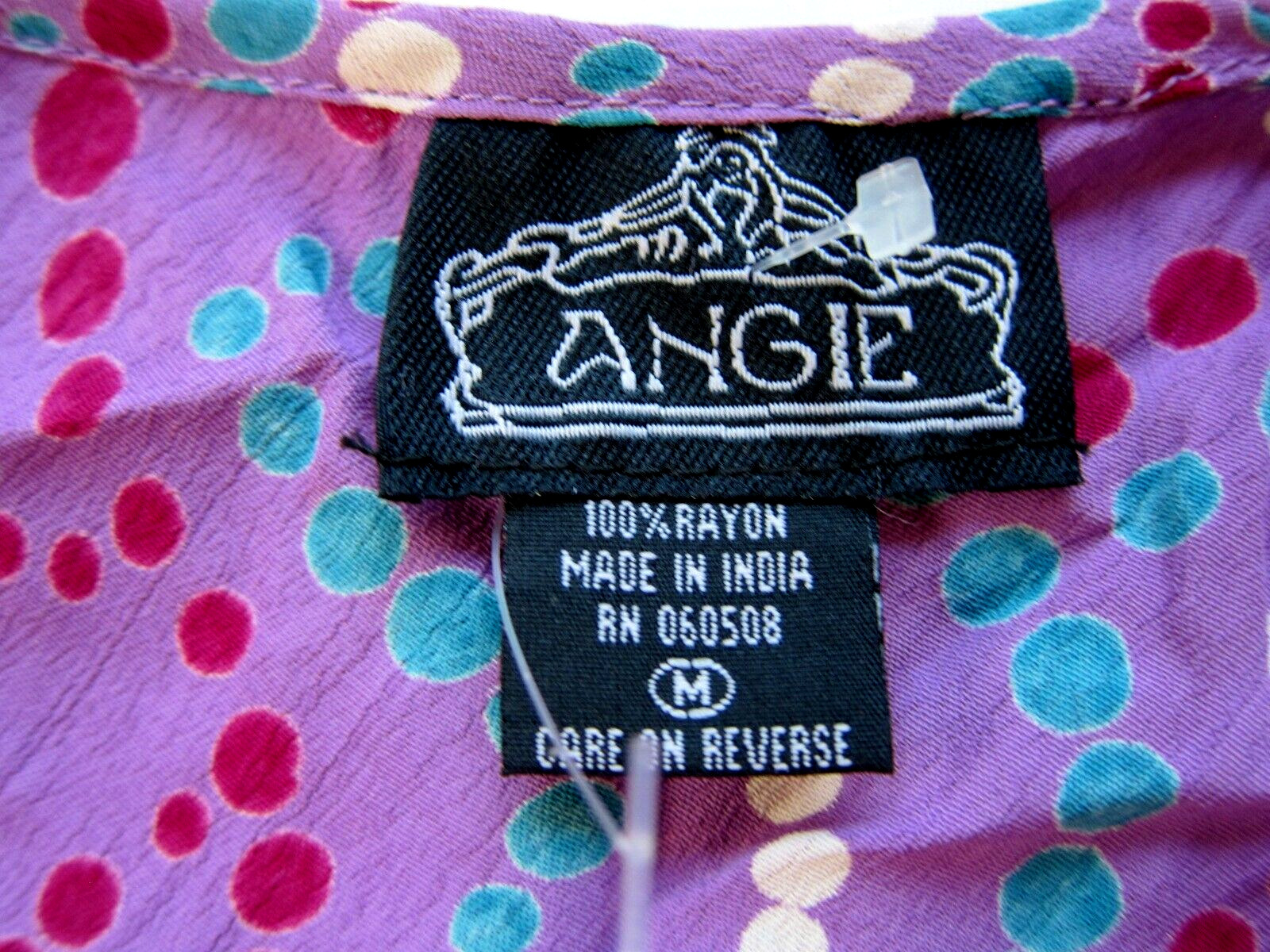 Angie 100% Rayon Purple Green White Polka Dot Midi Tank Slip Sun Dress Small