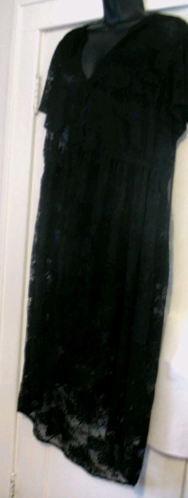 Torrid Dress Maxi Black Lacy Button Sz 2 equal to 2X. Needs a black slip under