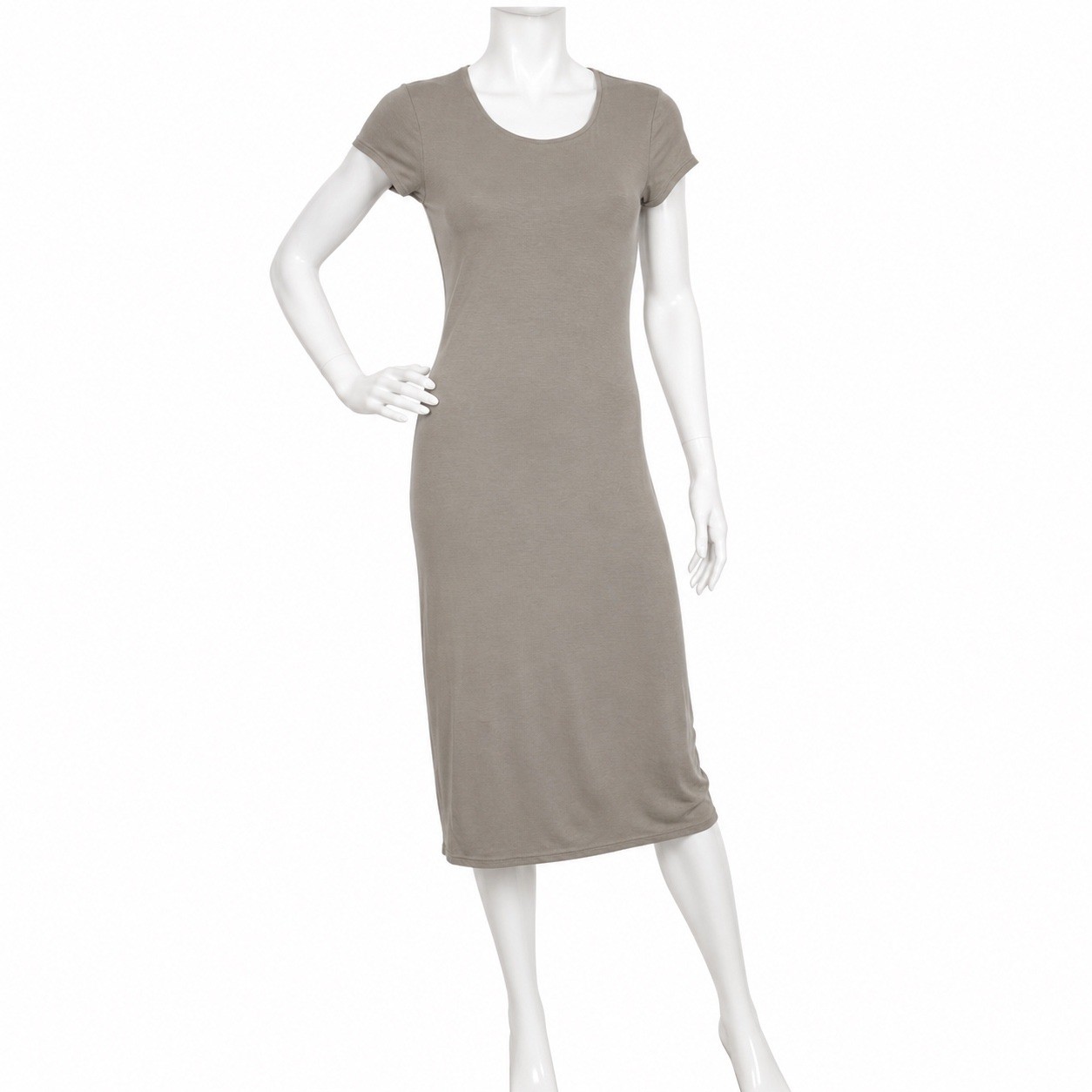 NEW Rachel Parcell Midi T-Shirt Dress Women’s Small Pebble Heather Brown