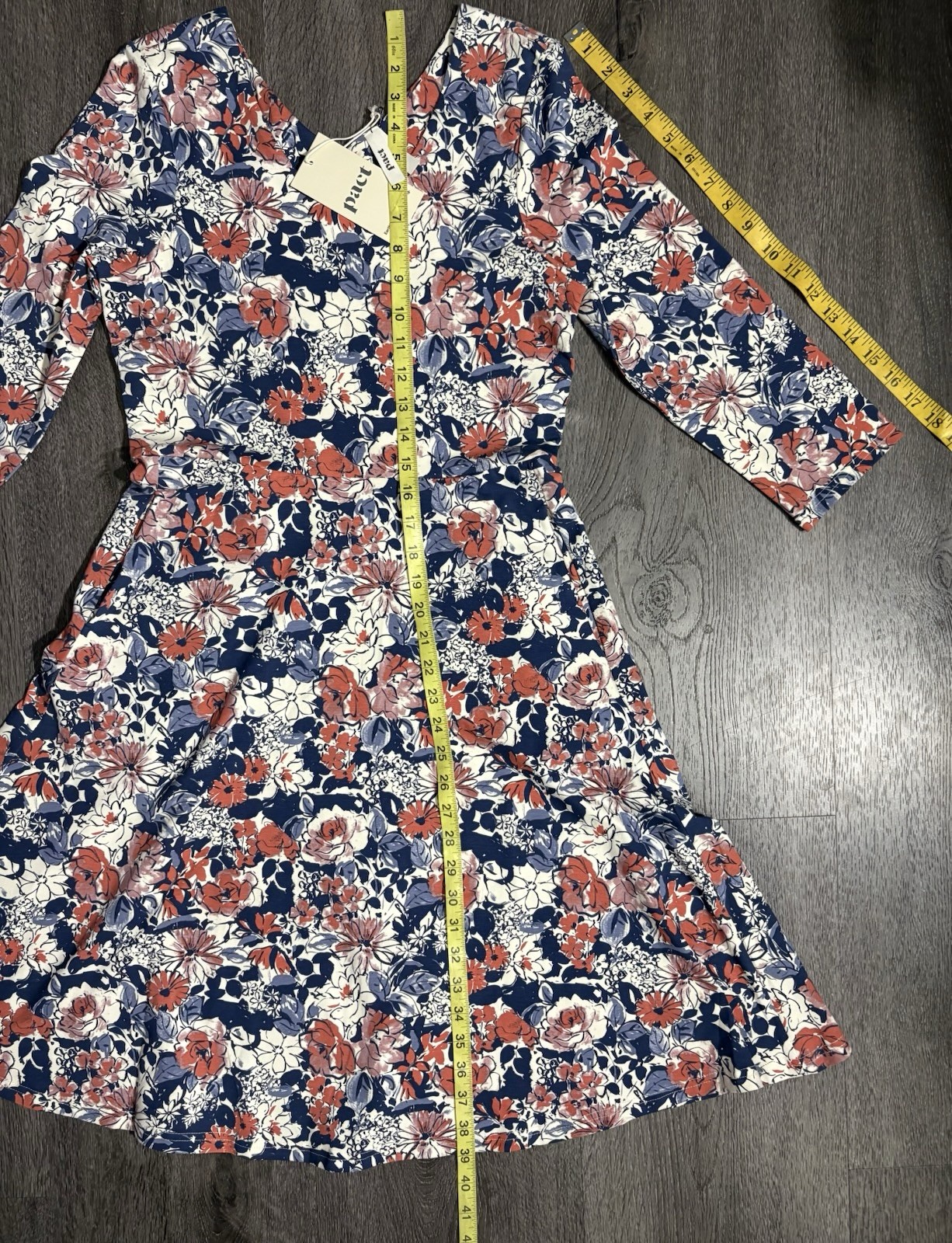 NWT Pact Midi Party Dress Small Autumn Cosmos Floral Fit & Flare Pockets V-Neck