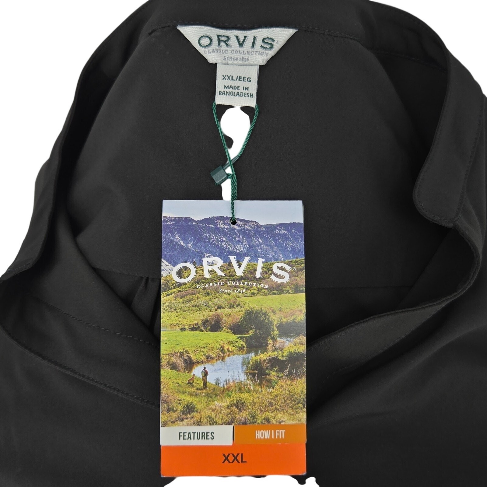 Orvis Dress Womens 2XL Black Henley Tie Waist Stretch Pockets Pack and Go New