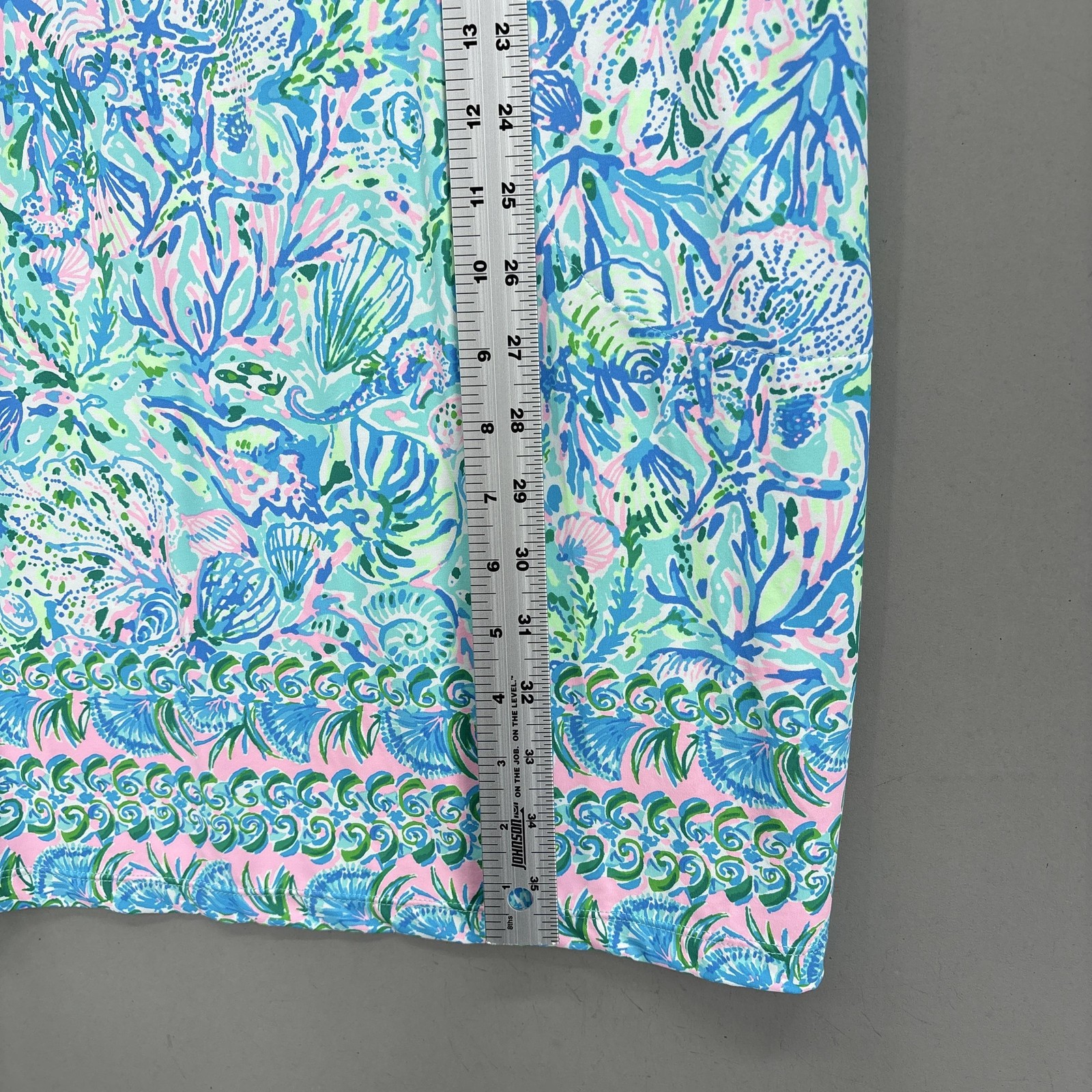Lilly Pulitzer Dress Medium Blue Green Sea Life Shift Tank Keyhole Johana Preppy
