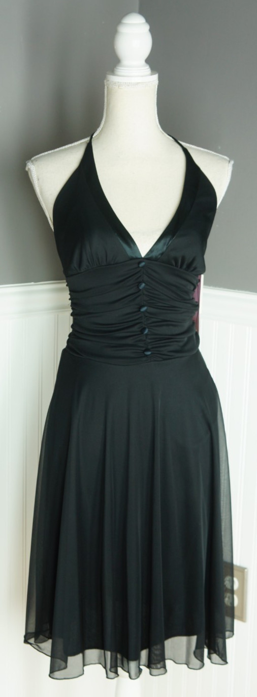 NWT My Michelle Black Chiffon Halter Dress Size S Flowy Fairy Whimsigoth