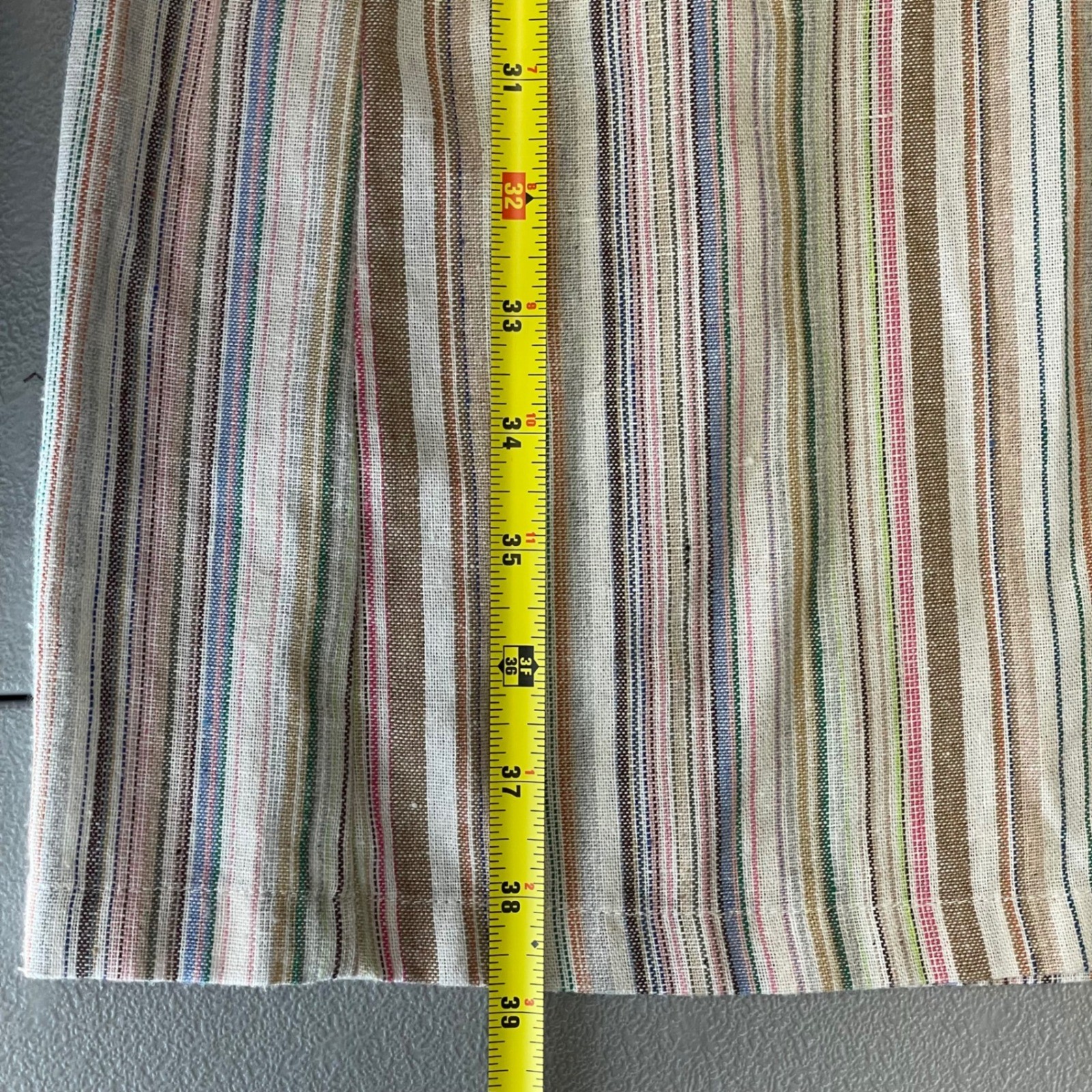 LUMIERE Striped Tie Front Midi Dress Women’s Size M Linen Cotton Blend