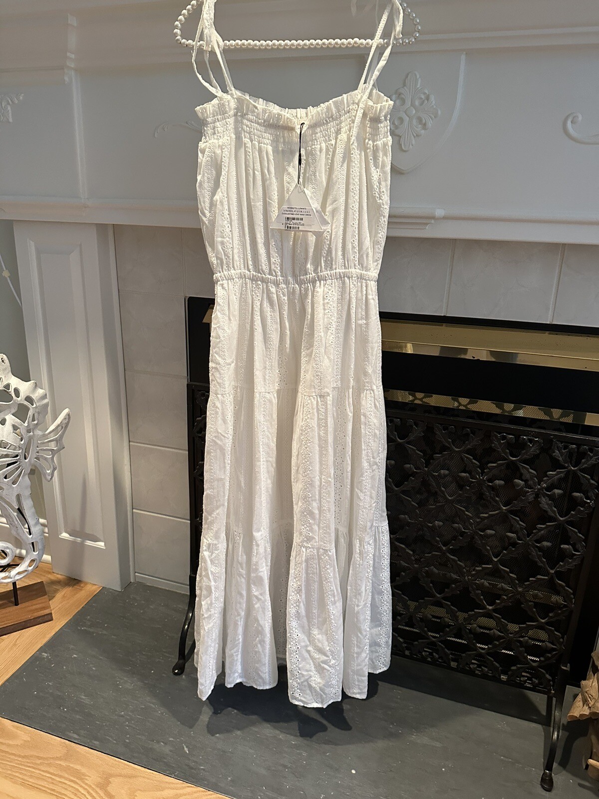 NWT NEW LOST + WANDER White Everlasting Love LONG MAXI Cotton Eyelet Dress S