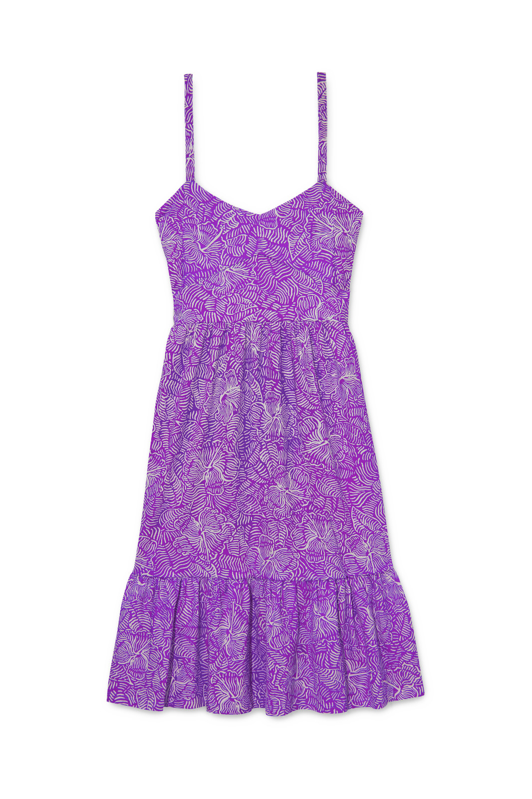 PEP – Women’s Sundress Printed Sleeveless Midi Dress – Medium – Neon Purple